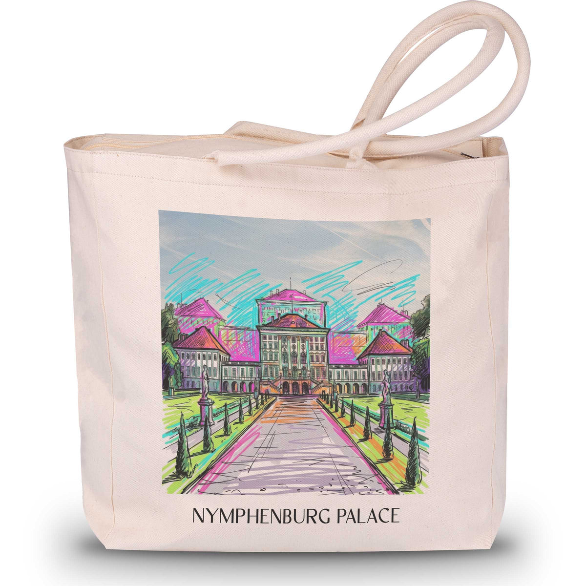Schloss Nymphenburg Shopping Tasche - München - Deutschland Tote Bag - Einkaufstasche im Tag Graffiti Stil - favplace