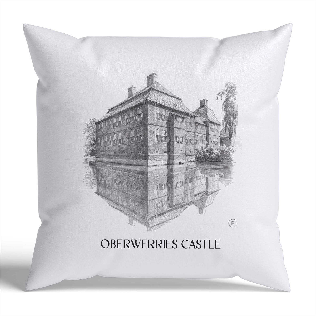 Schloss Oberwerries Kissenhülle - Zierkissen Bezug - Hamm - Deutschland Kissen bzw. Kissenbezug im Zeichnung Stil - favplace