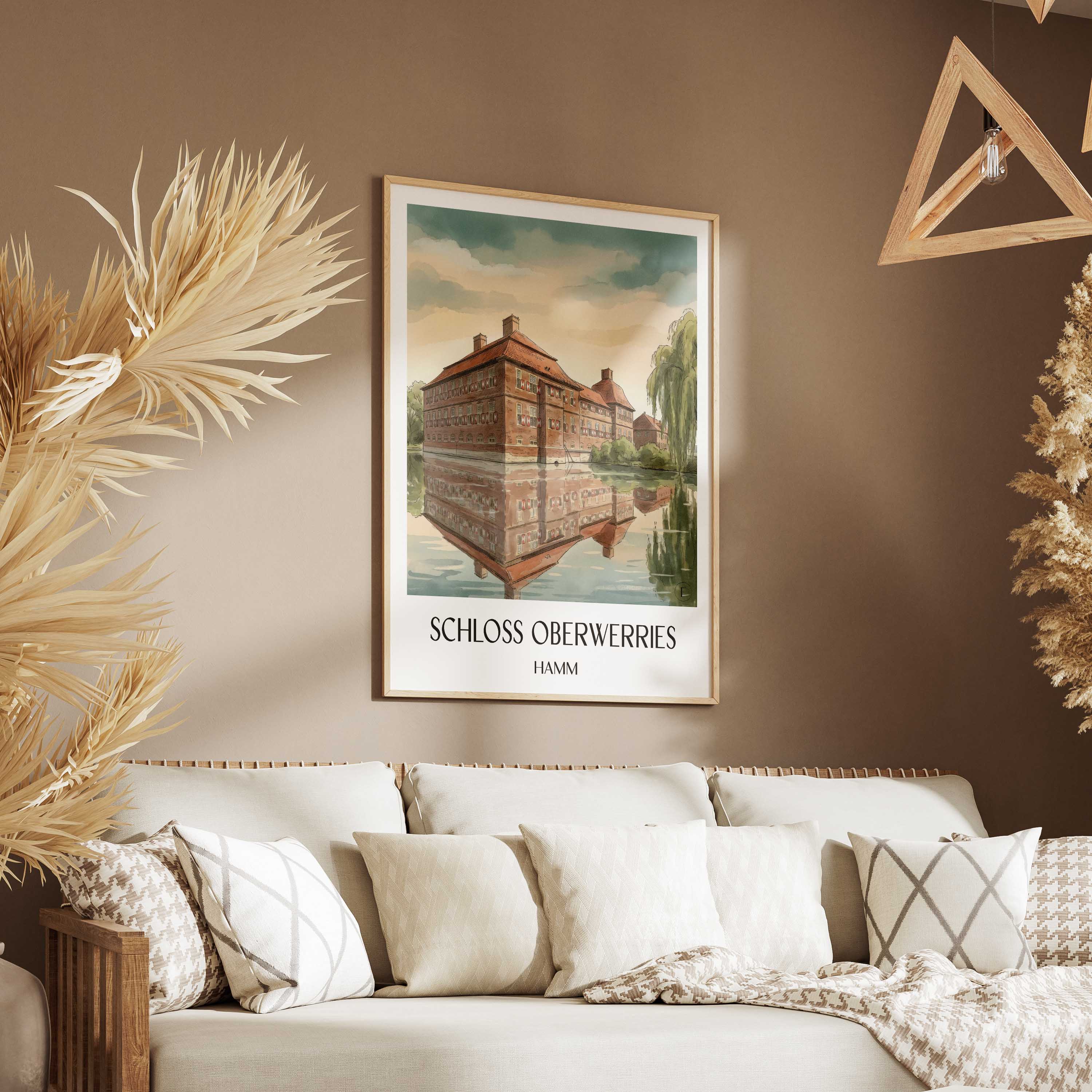 schloss-oberwerries-hamm-deutschland-poster-aquarell