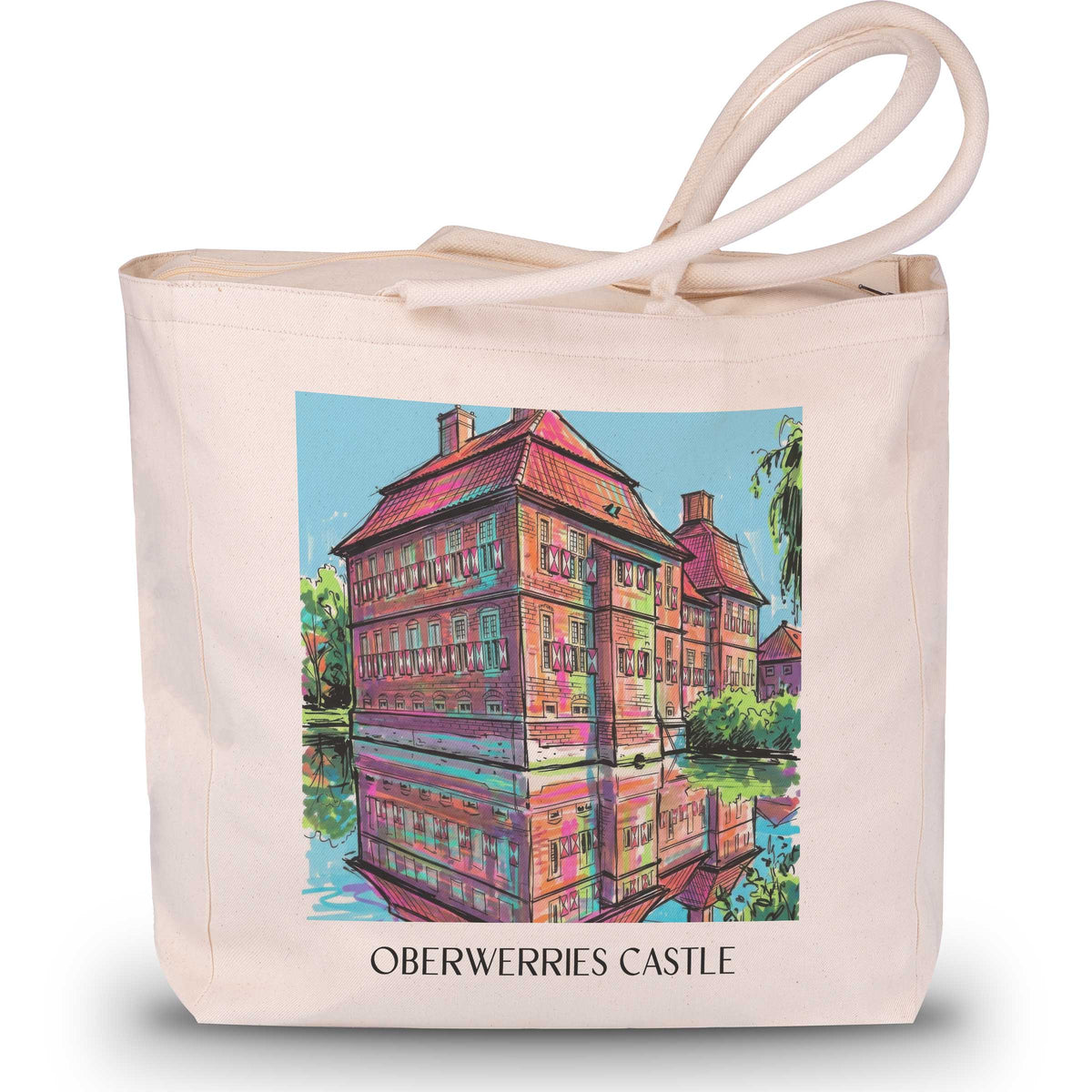 Schloss Oberwerries Shopping Tasche - Hamm - Deutschland Tote Bag - Einkaufstasche im Tag Graffiti Stil - favplace