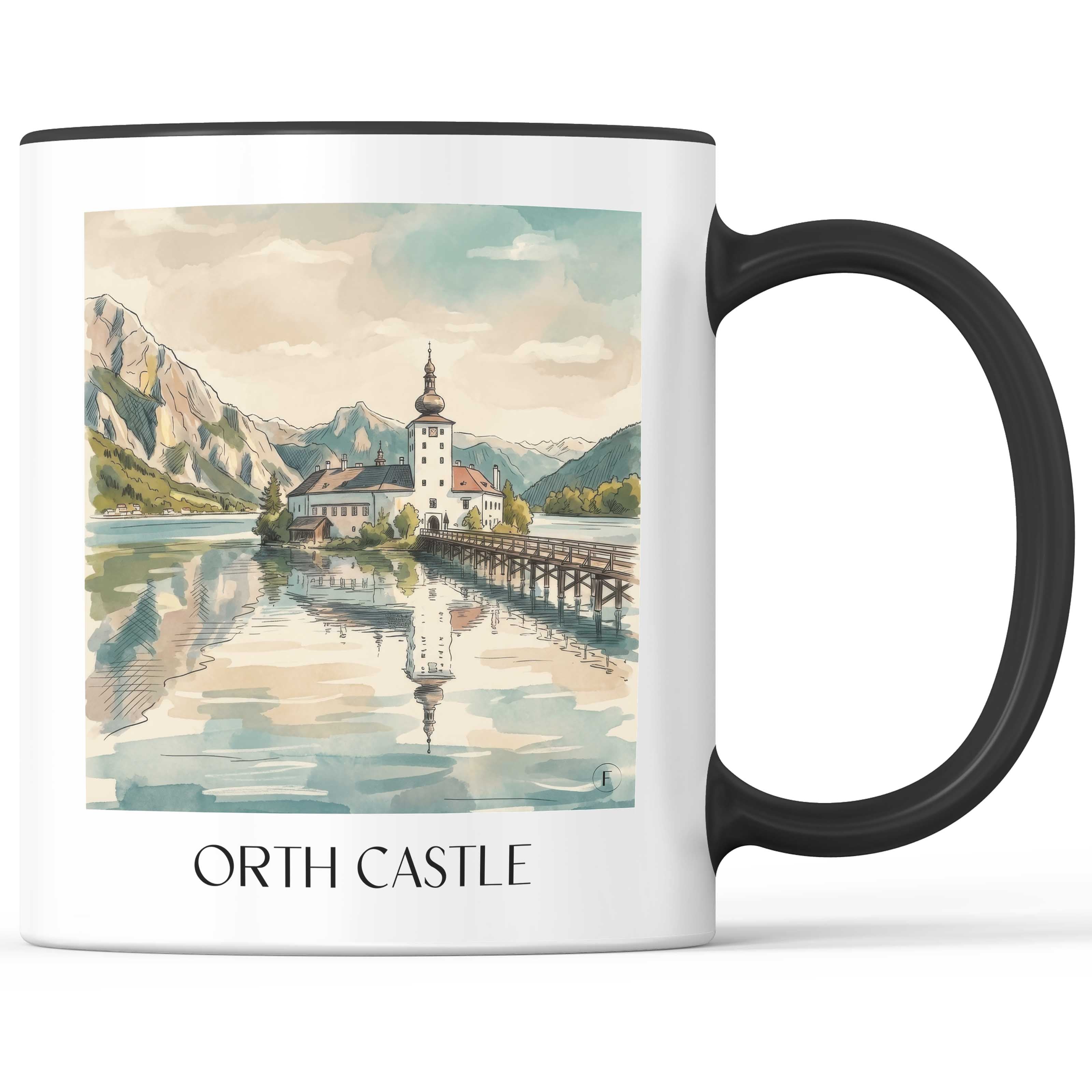 Schloss Orth Kaffeebecher - Gmunden - Österreich Becher - Kaffeetasse im Aquarell Stil - favplace
