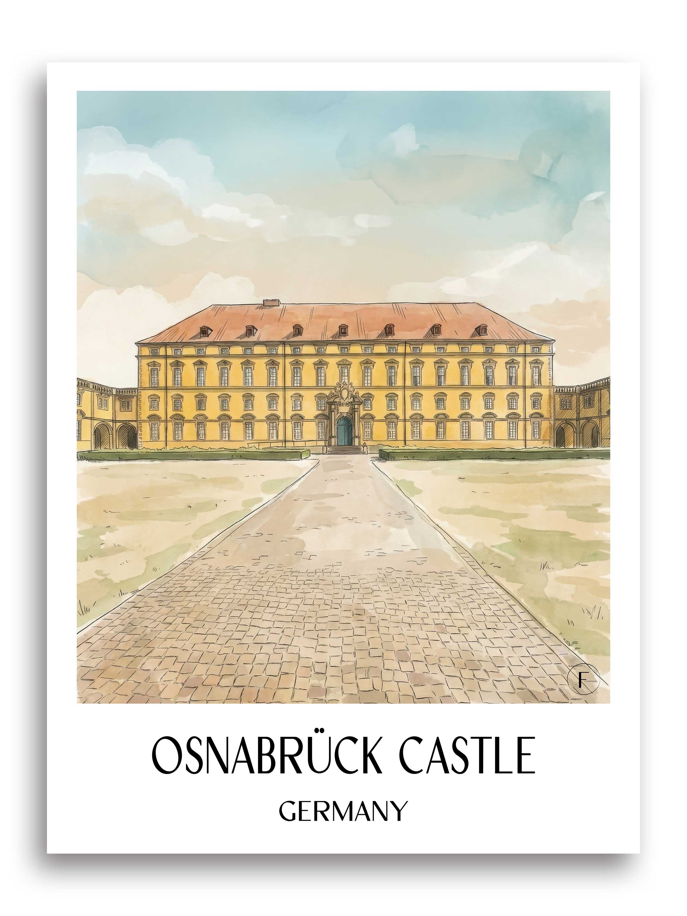 Schloss Osnabrück Poster - Niedersachsen - Deutschland Kunstdruck - Aquarell von A4 bis A1 - favplace