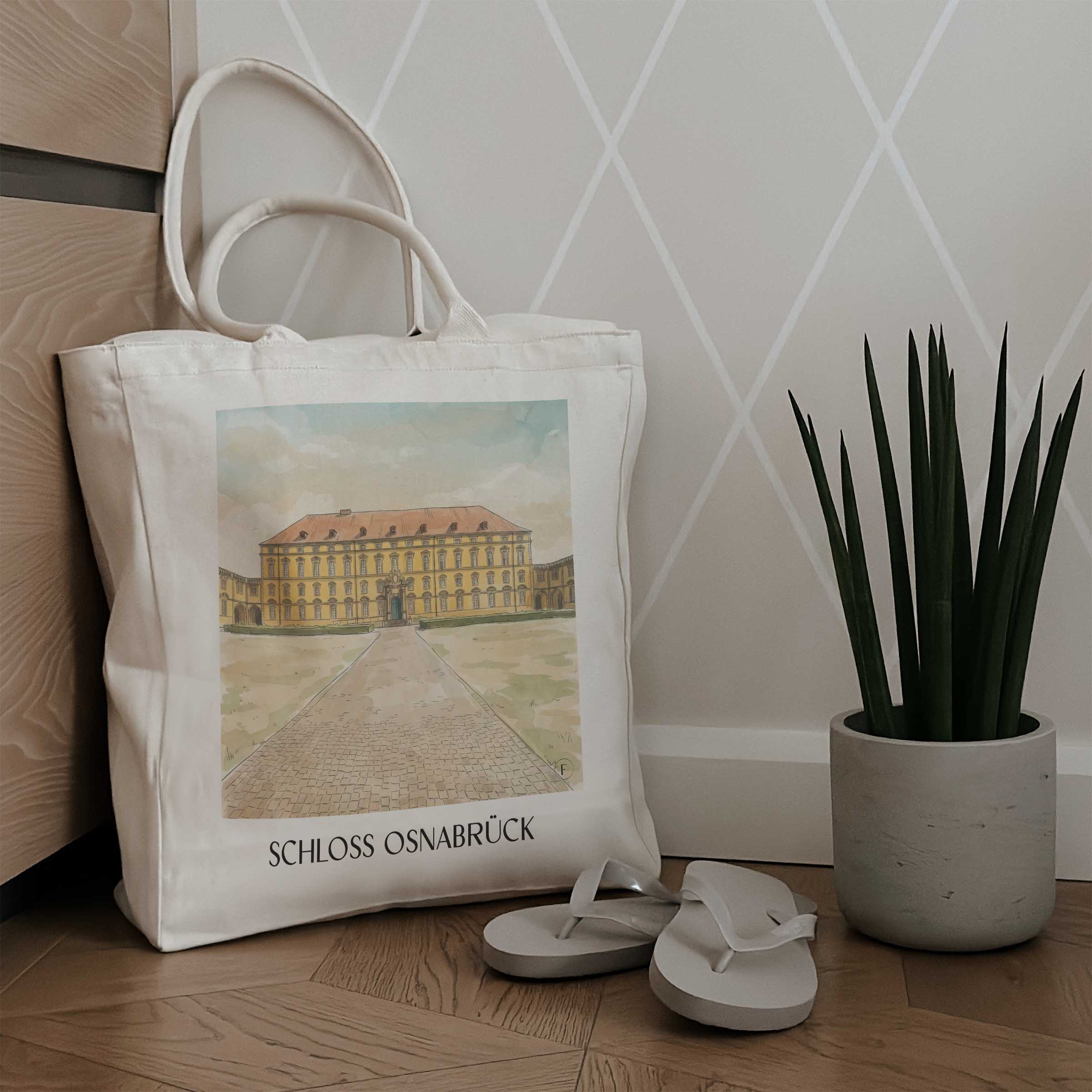 schloss-osnabrück-niedersachsen-deutschland-einkaufstasche-aquarell