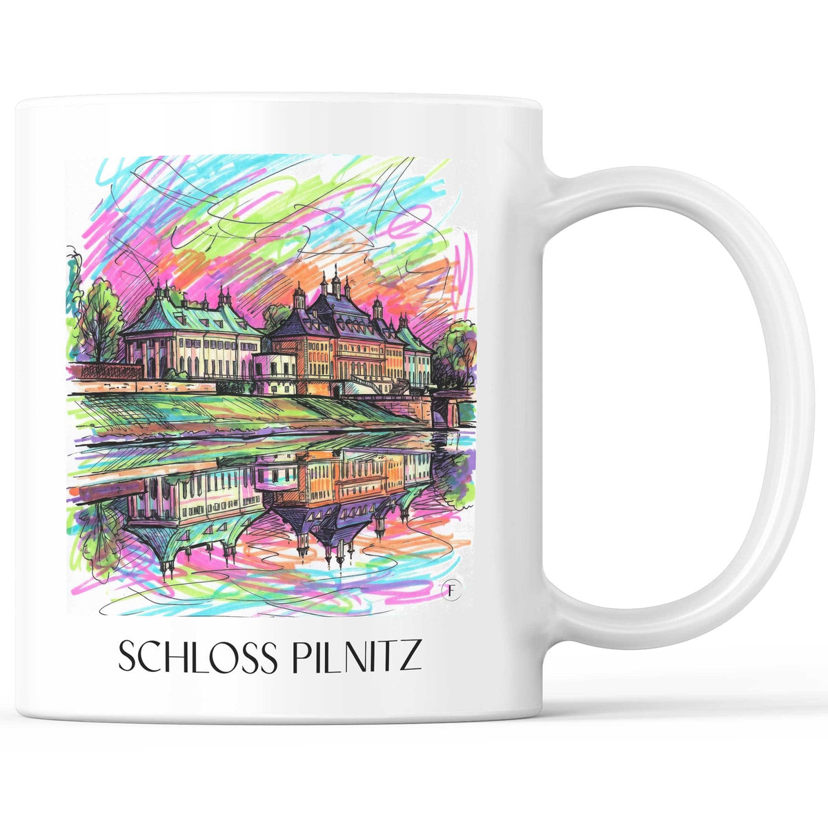 Schloss Pilnitz Kaffeebecher - Dresden - Deutschland Becher - Kaffeetasse im Tag Graffiti Stil - favplace