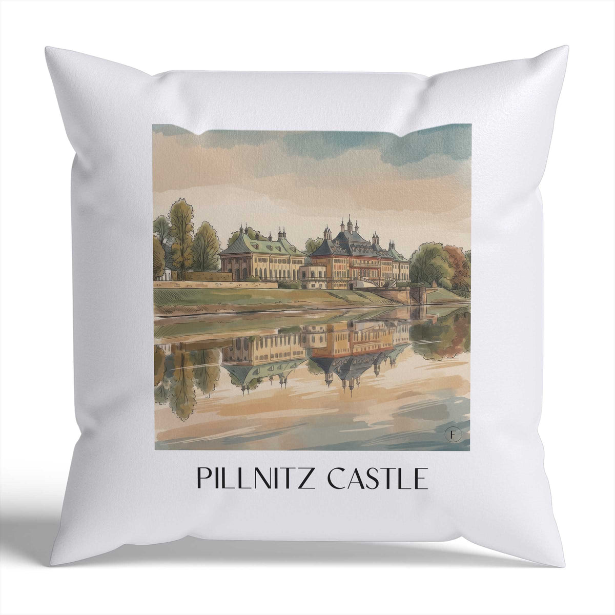 Schloss Pilnitz Kissenhülle - Zierkissen Bezug - Dresden - Deutschland Kissen bzw. Kissenbezug im Aquarell Stil - favplace