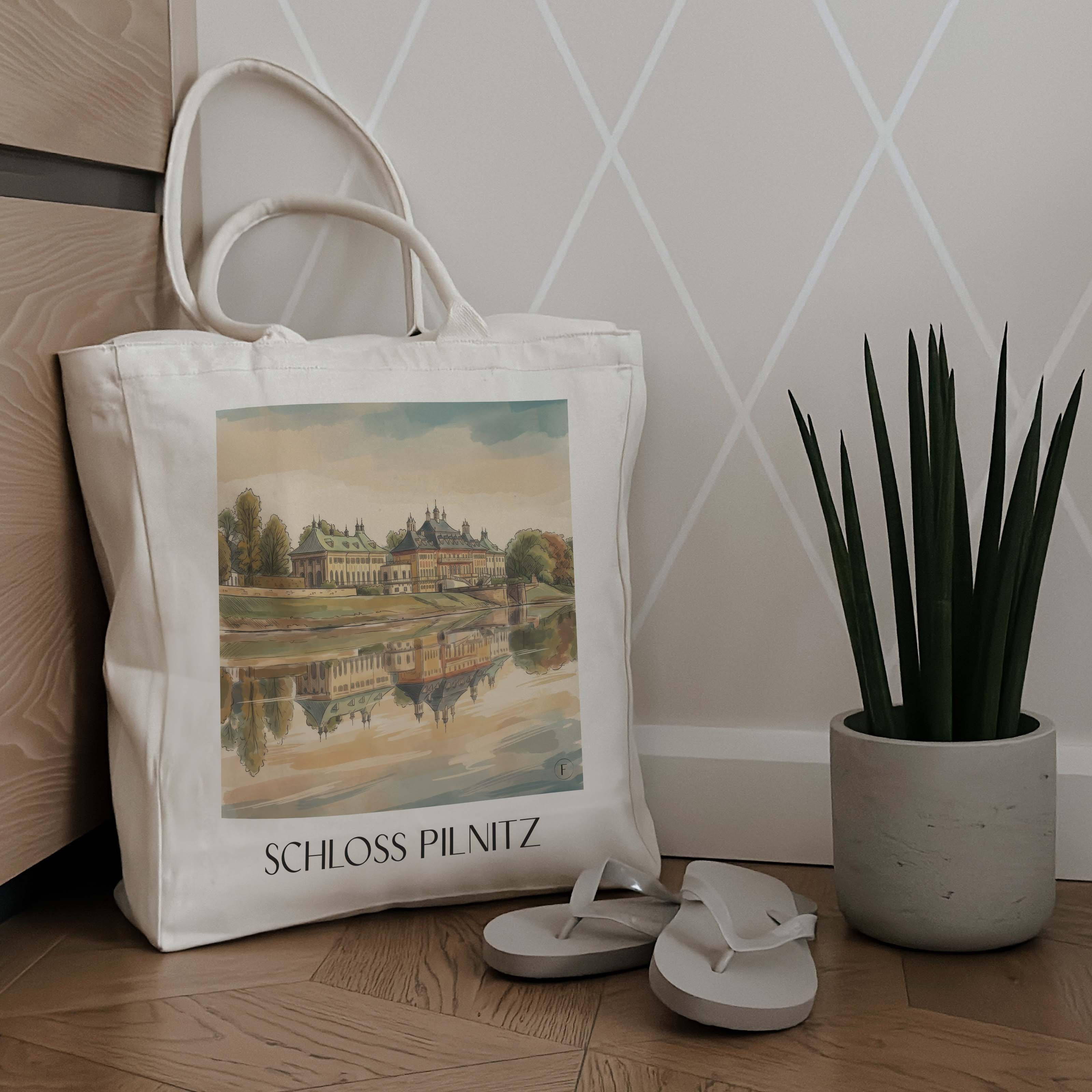 schloss-pilnitz-dresden-deutschland-einkaufstasche-aquarell