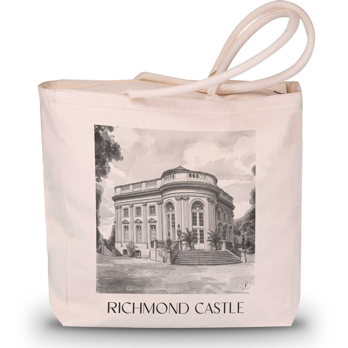 Schloss Richmond Shopping Tasche - Braunschweig - Deutschland Tote Bag - Einkaufstasche im Aquarell Schwarz-Weiß Stil - favplace