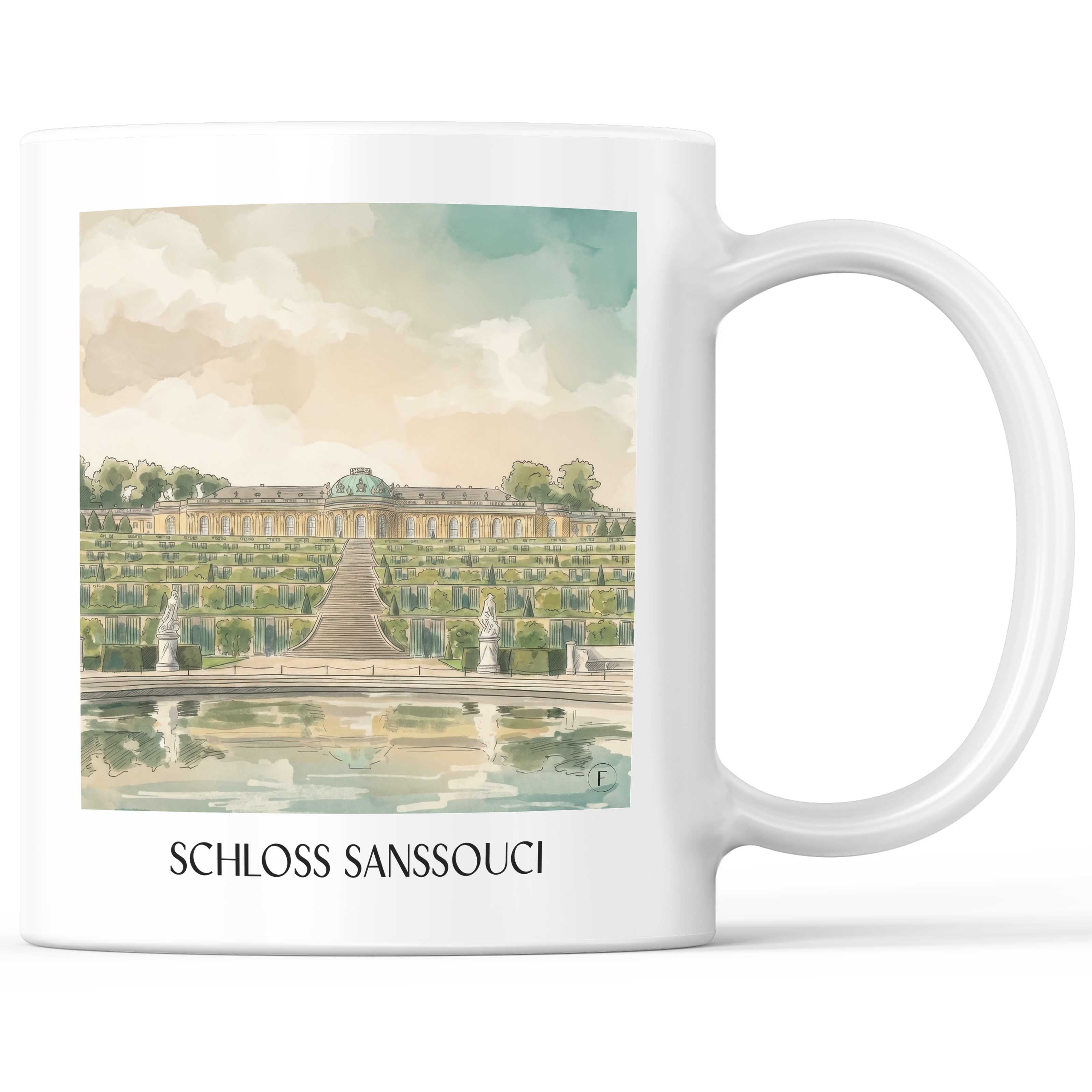 Schloss Sanssouci Kaffeebecher - Potsdam - Deutschland Becher - Kaffeetasse im Aquarell Stil - favplace