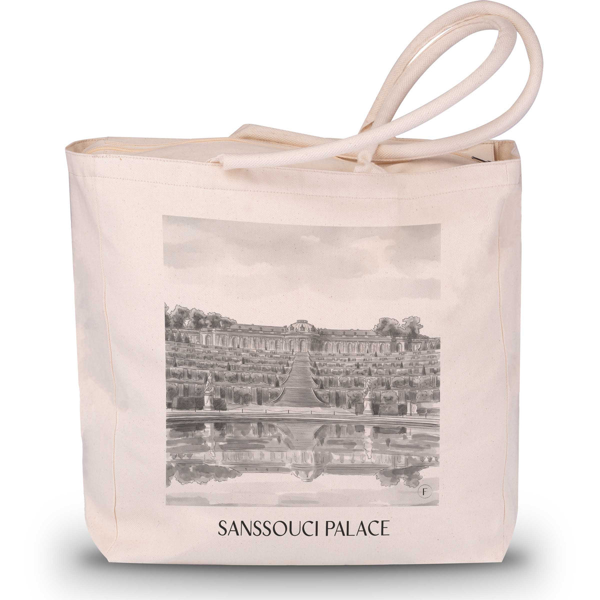 Schloss Sanssouci Shopping Tasche - Potsdam - Deutschland Tote Bag - Einkaufstasche im Aquarell Schwarz-Weiß Stil - favplace
