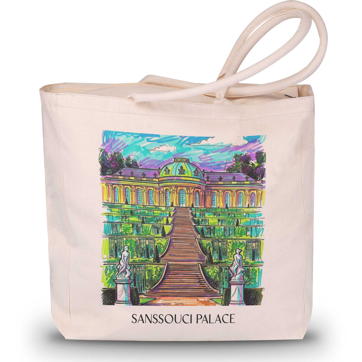Schloss Sanssouci Shopping Tasche - Potsdam - Deutschland Tote Bag - Einkaufstasche im Tag Graffiti Stil - favplace