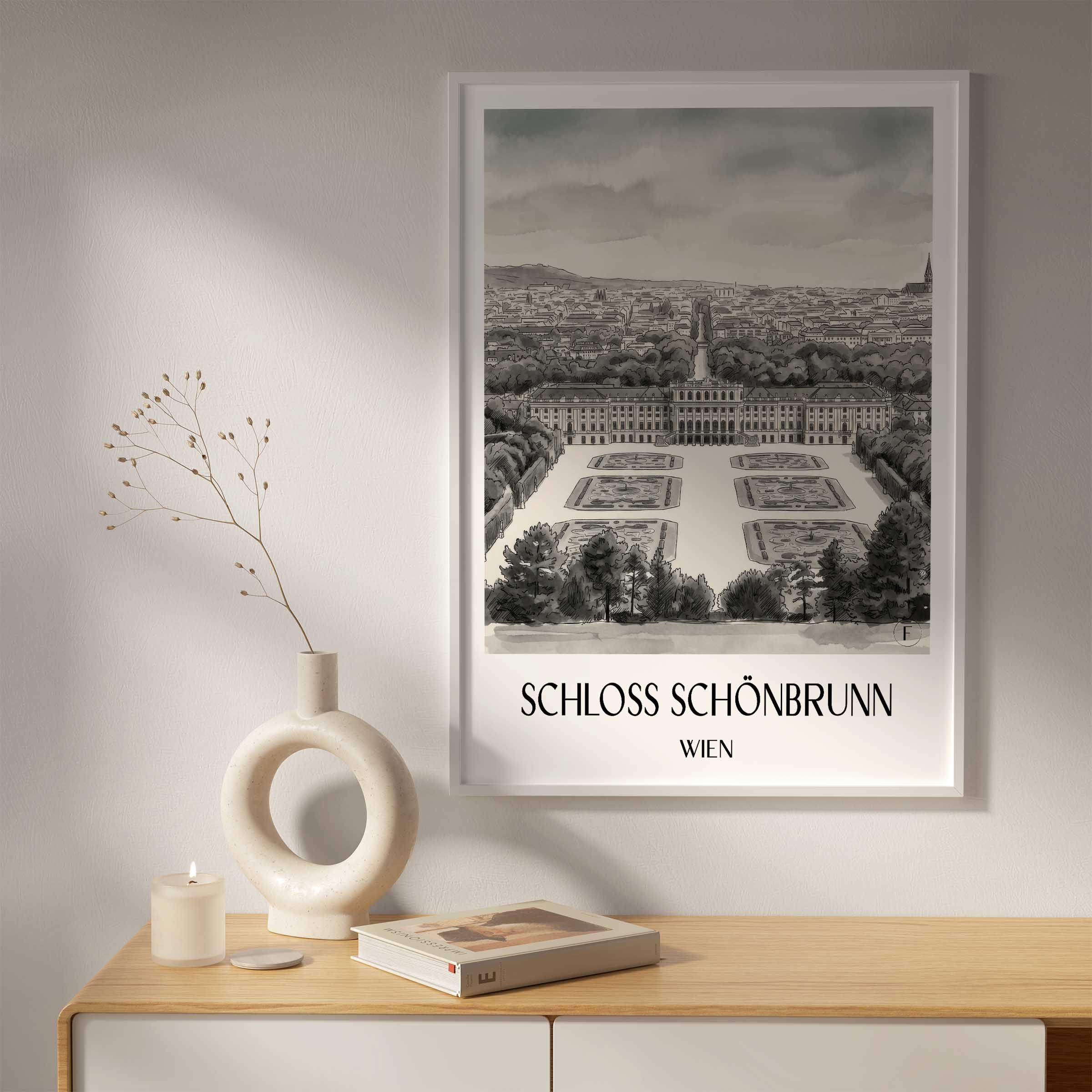 schloss-schönbrunn-wien-österreich-poster-aquarell-schwarz-weiss