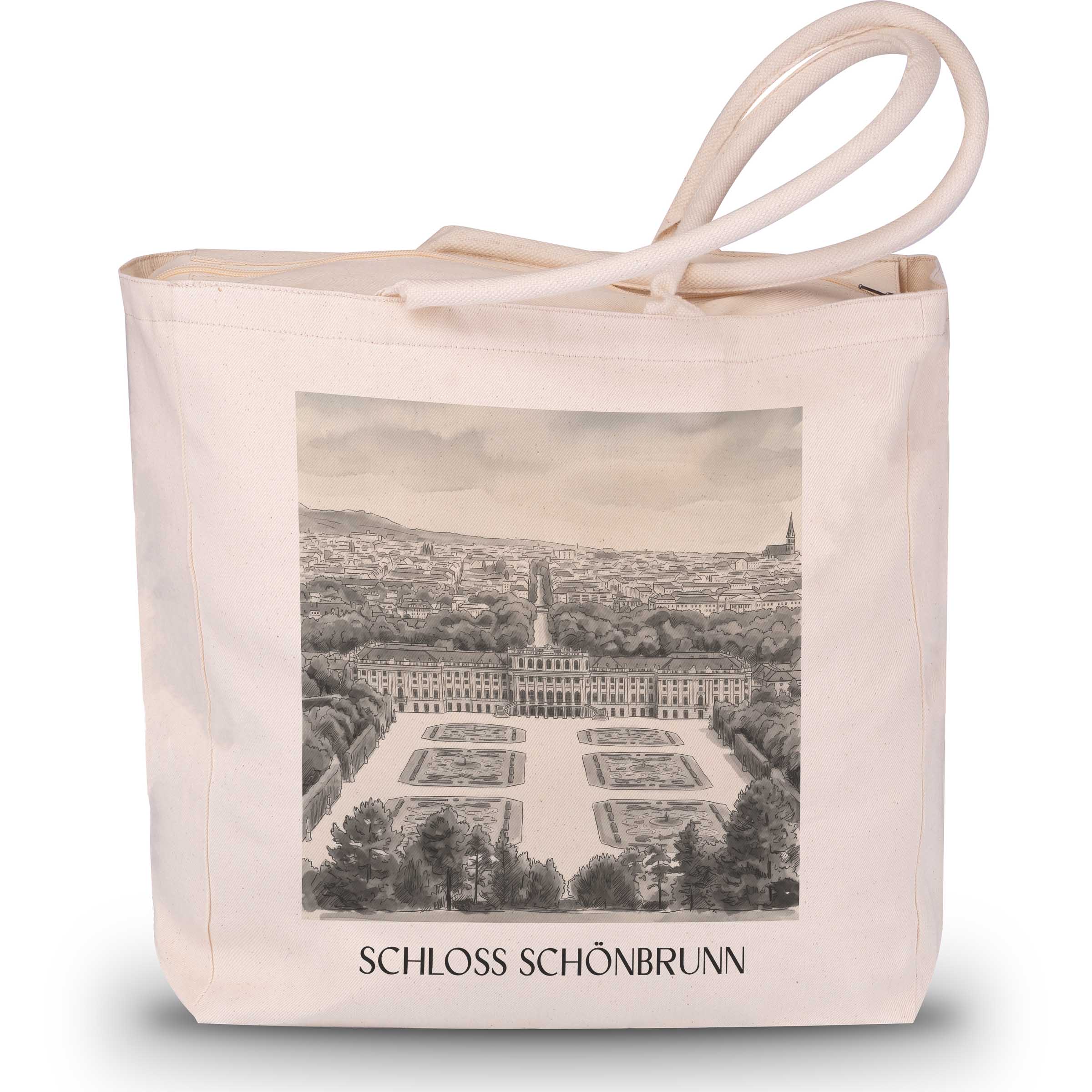 schloss-schönbrunn-wien-österreich-einkaufstasche-aquarell-schwarz-weiss