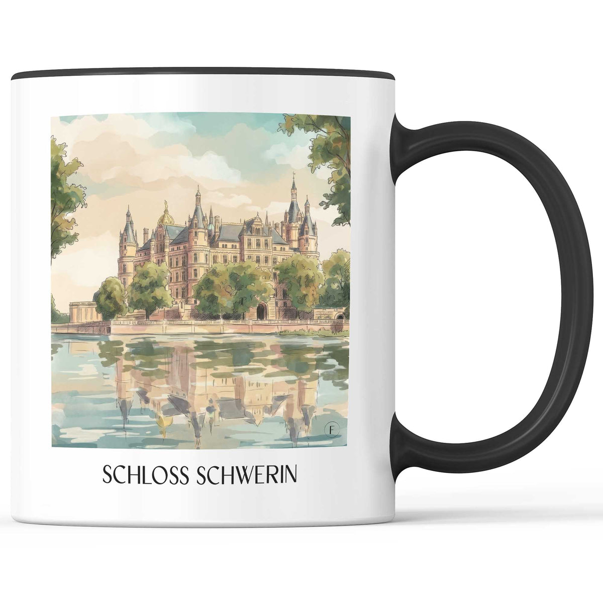 schloss-schwerin-mecklenburg-deutschland-kaffeebecher-aquarell