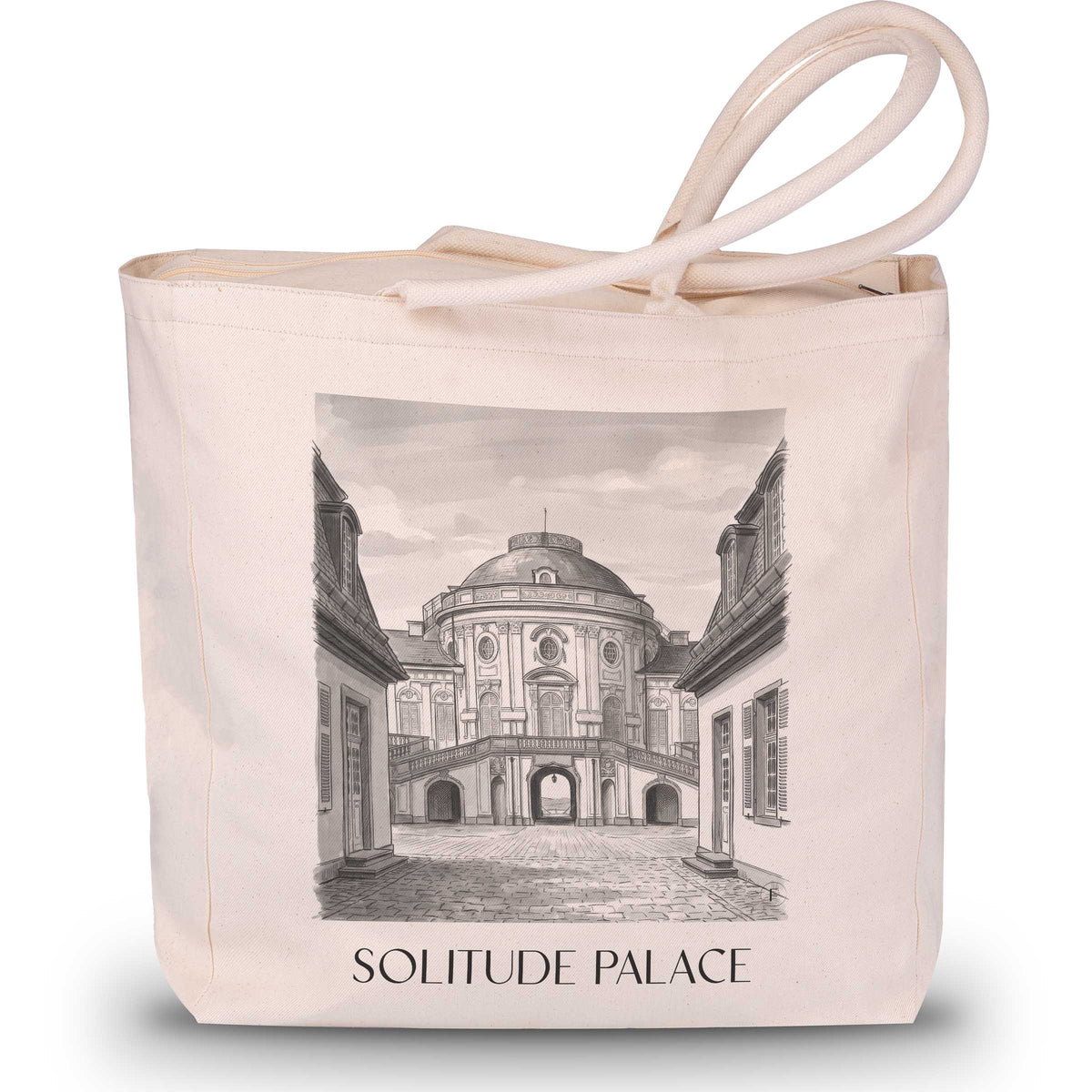 Schloss Solitude Shopping Tasche - Stuttgart - Deutschland Tote Bag - Einkaufstasche im Aquarell Schwarz-Weiß Stil - favplace