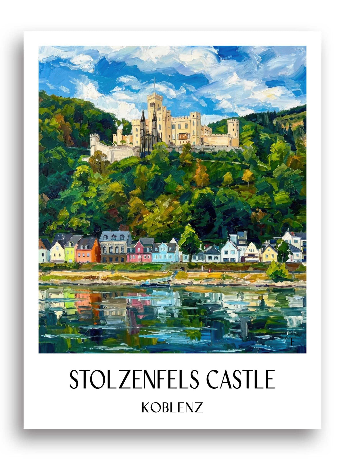 Schloss Stolzenfels Poster - Koblenz - Deutschland Kunstdruck - Ölgemälde von A4 bis A1 - favplace