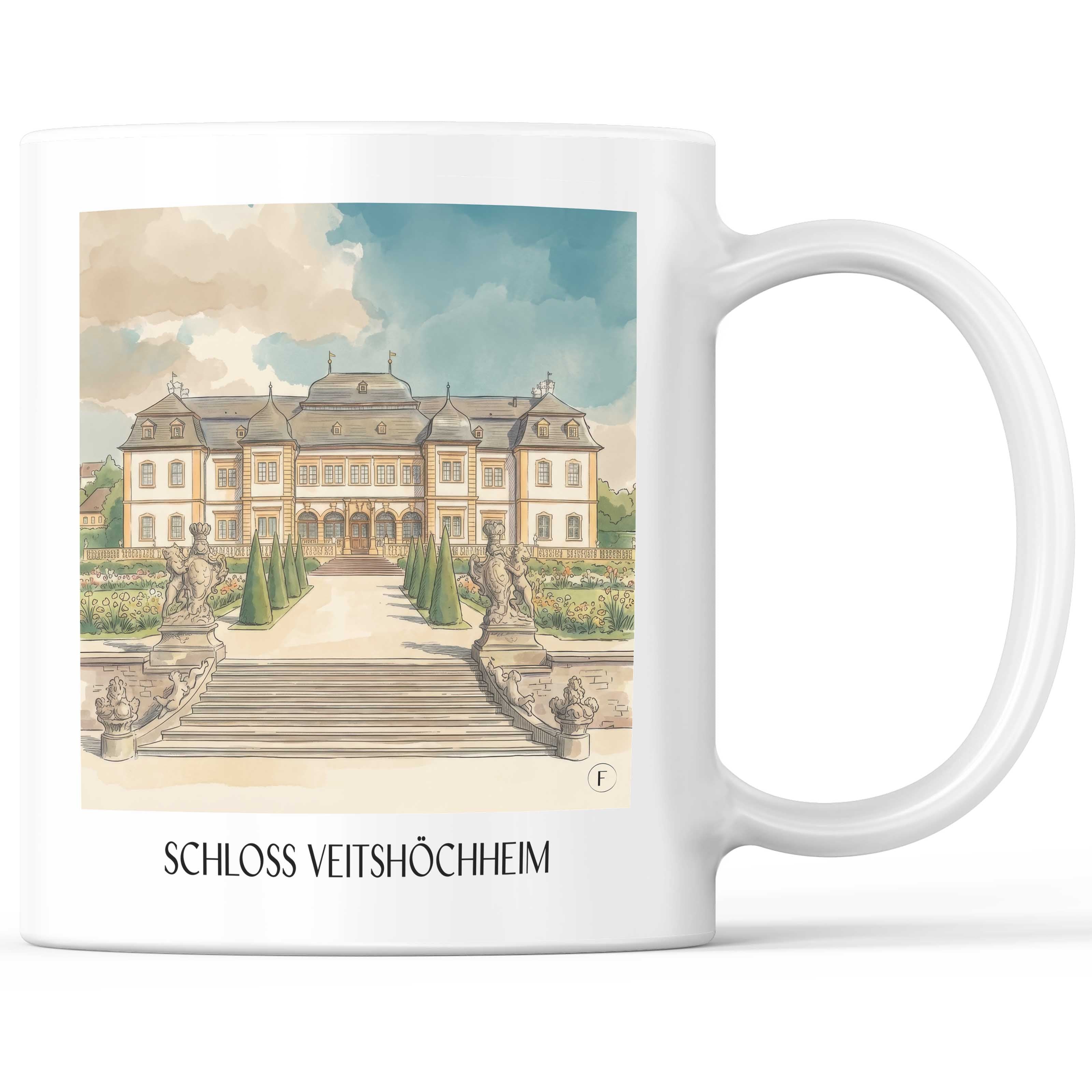 Schloss Veitshöchheim Kaffeebecher - Würzburg - Deutschland Becher - Kaffeetasse im Aquarell Stil - favplace