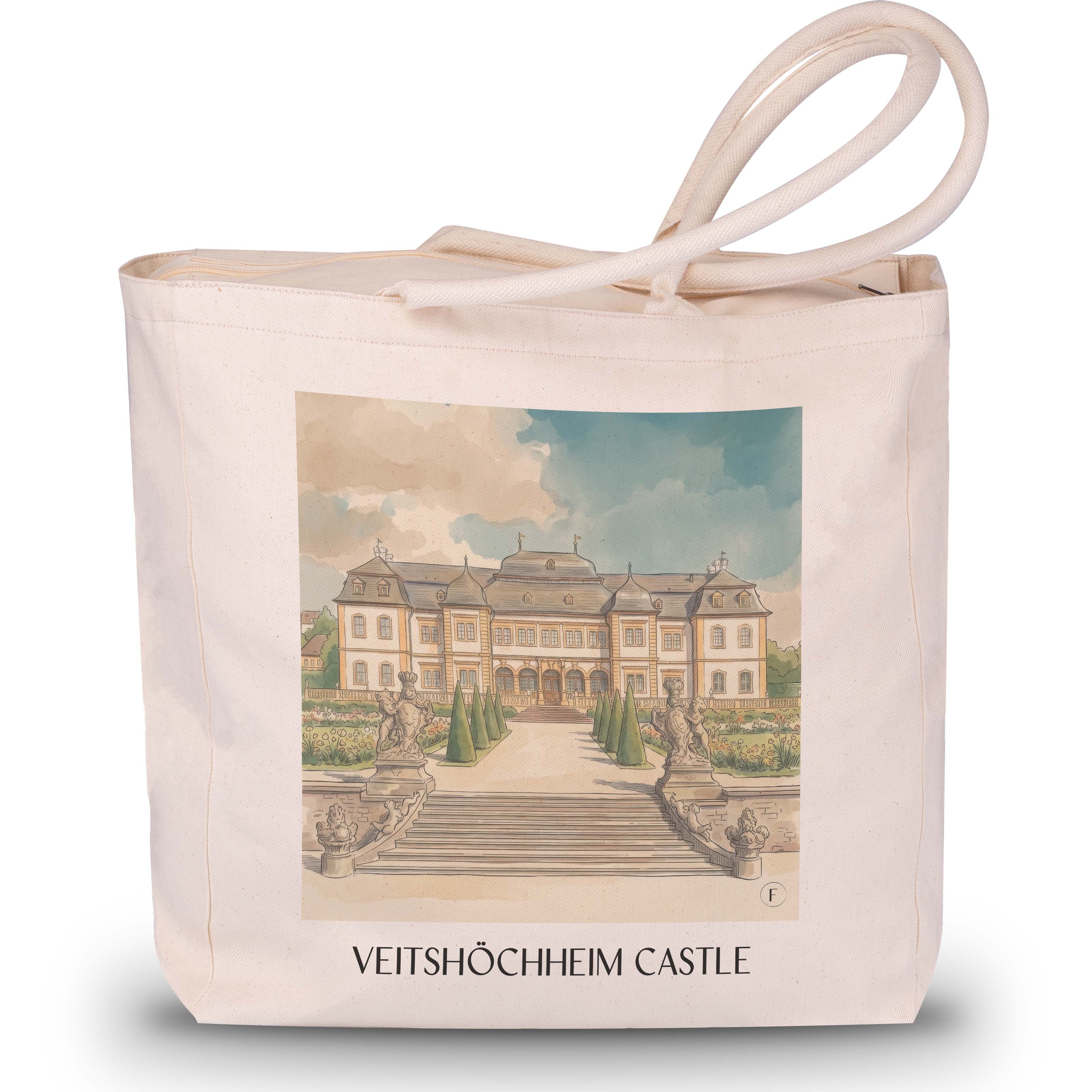 Schloss Veitshöchheim Shopping Tasche - Würzburg - Deutschland Tote Bag - Einkaufstasche im Aquarell Stil - favplace