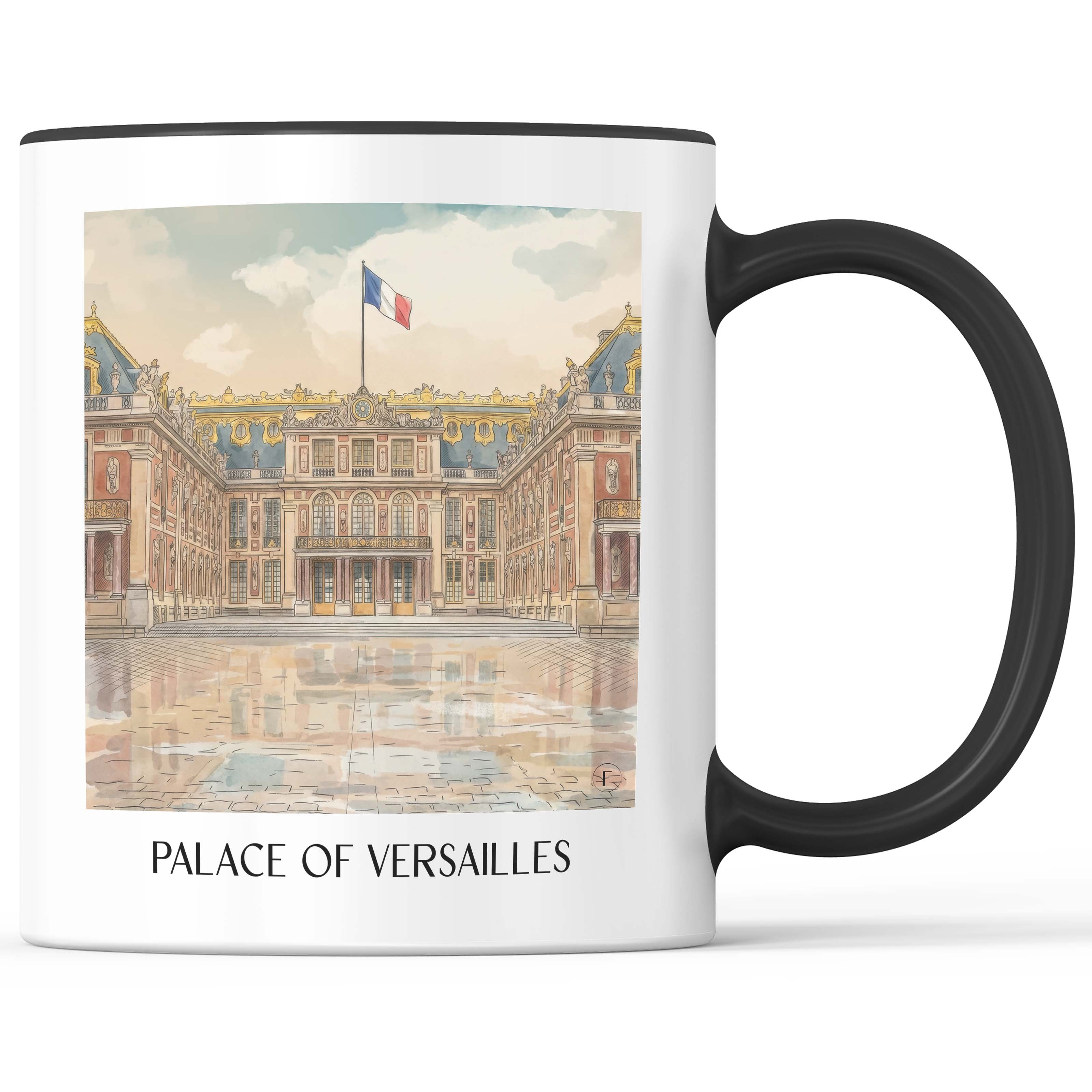 Schloss Versailles Kaffeebecher - Frankreich - Frankreich Becher - Kaffeetasse im Aquarell Stil - favplace