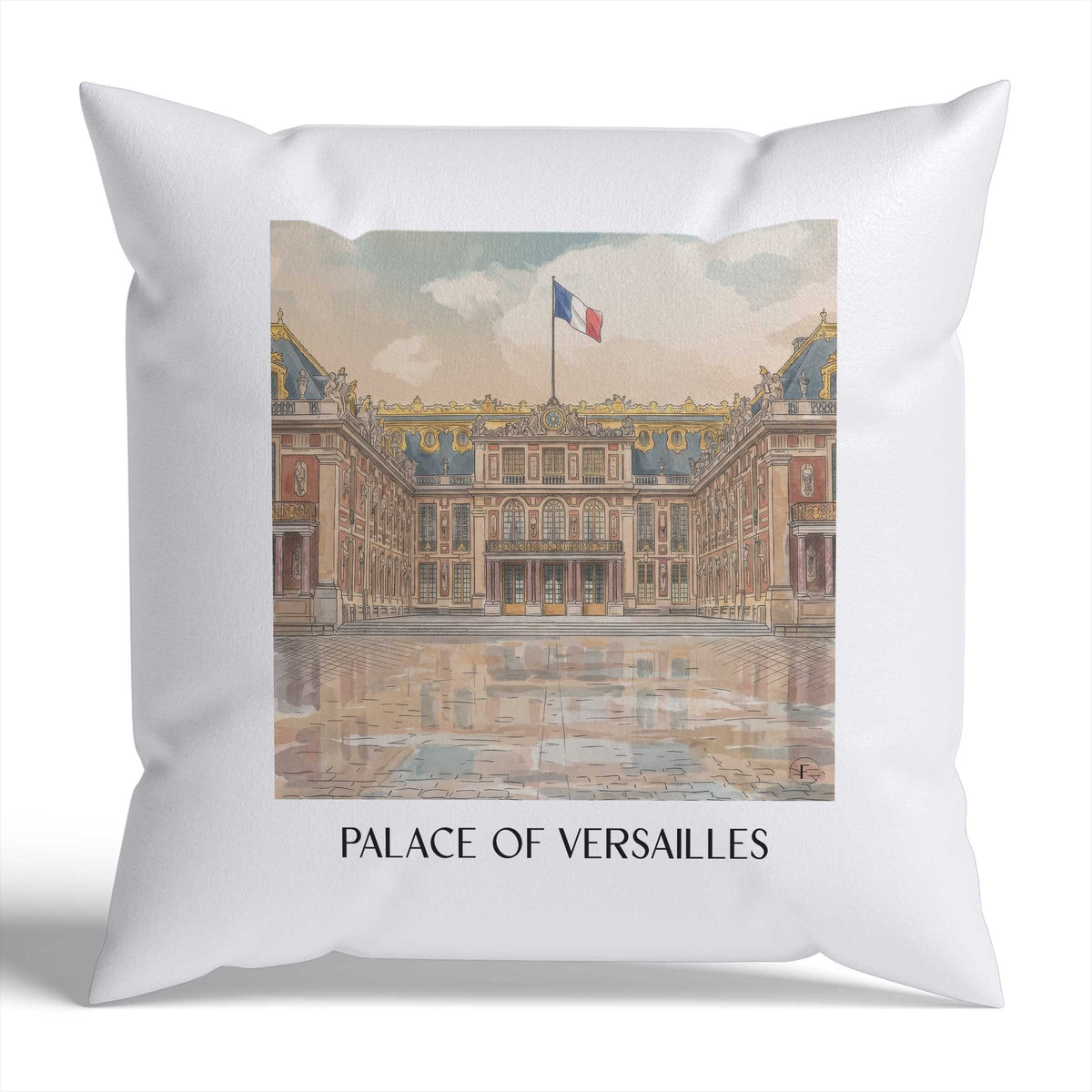 Schloss Versailles Kissenhülle - Zierkissen Bezug - Frankreich - Frankreich Kissen bzw. Kissenbezug im Aquarell Stil - favplace