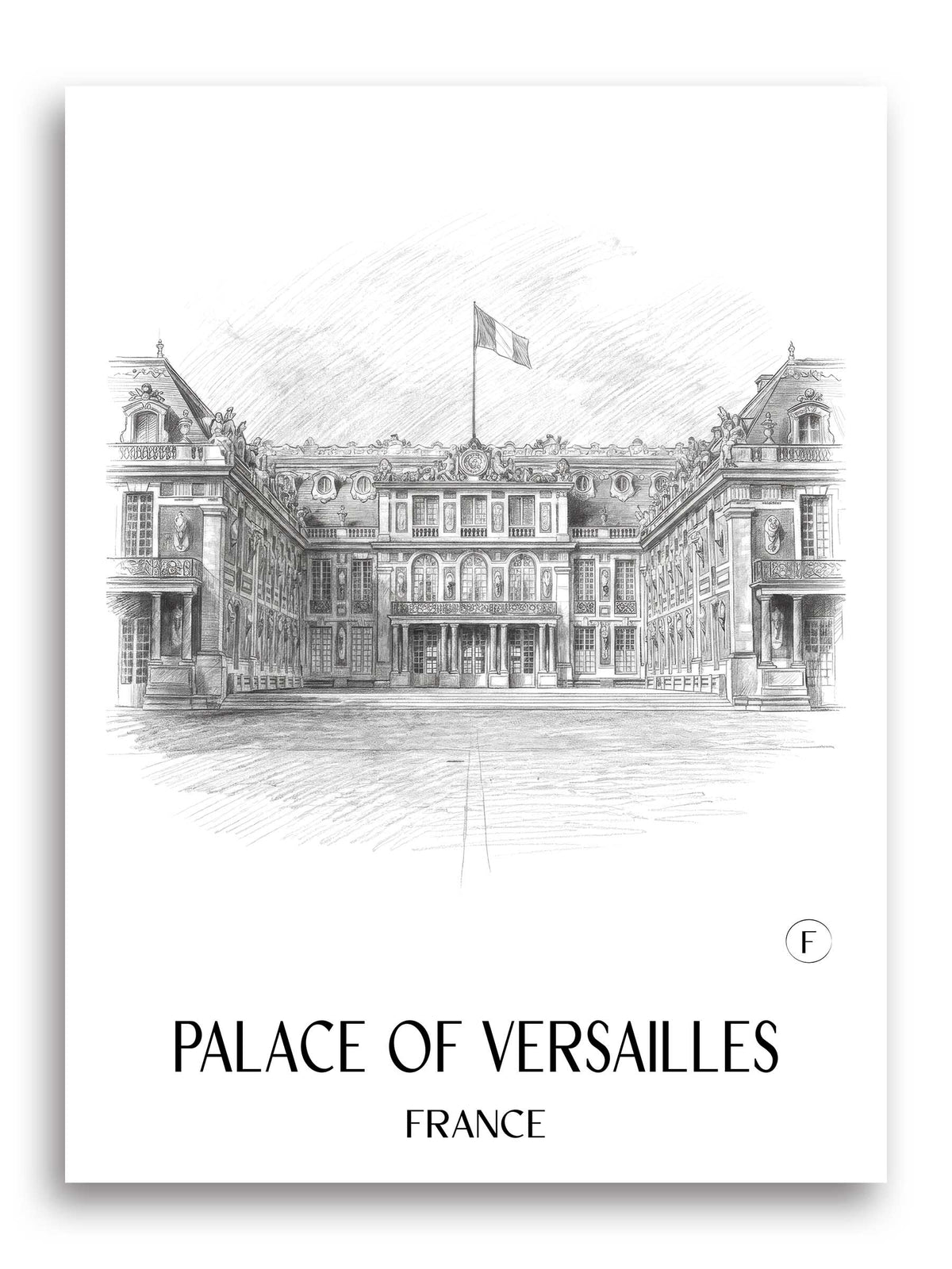 Schloss Versailles Poster - Frankreich - Frankreich Kunstdruck - Zeichnung von A4 bis A1 - favplace