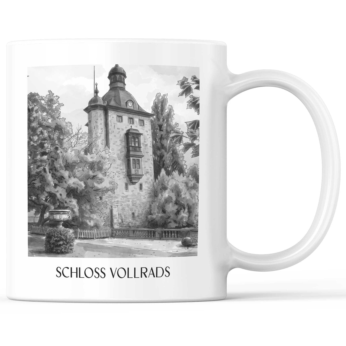 schloss-vollrads-rheingau-deutschland-kaffeebecher-aquarell-schwarz-weiss