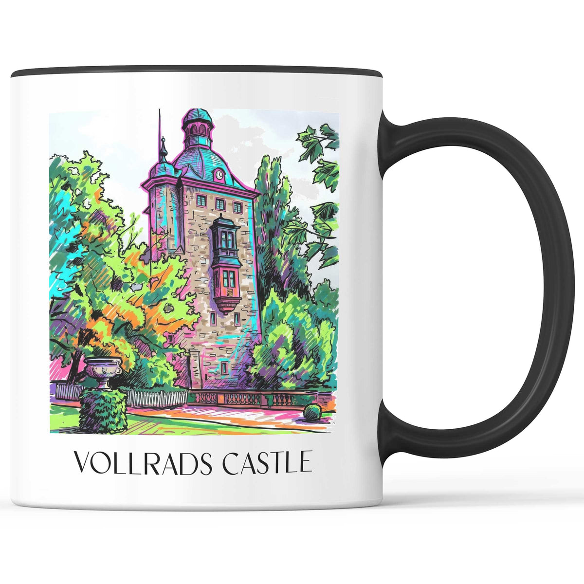 Schloss Vollrads Kaffeebecher - Rheingau - Deutschland Becher - Kaffeetasse im Tag Graffiti Stil - favplace