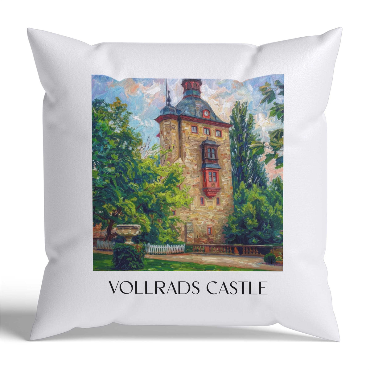 Schloss Vollrads Kissenhülle - Zierkissen Bezug - Rheingau - Deutschland Kissen bzw. Kissenbezug im Ölgemälde Stil - favplace