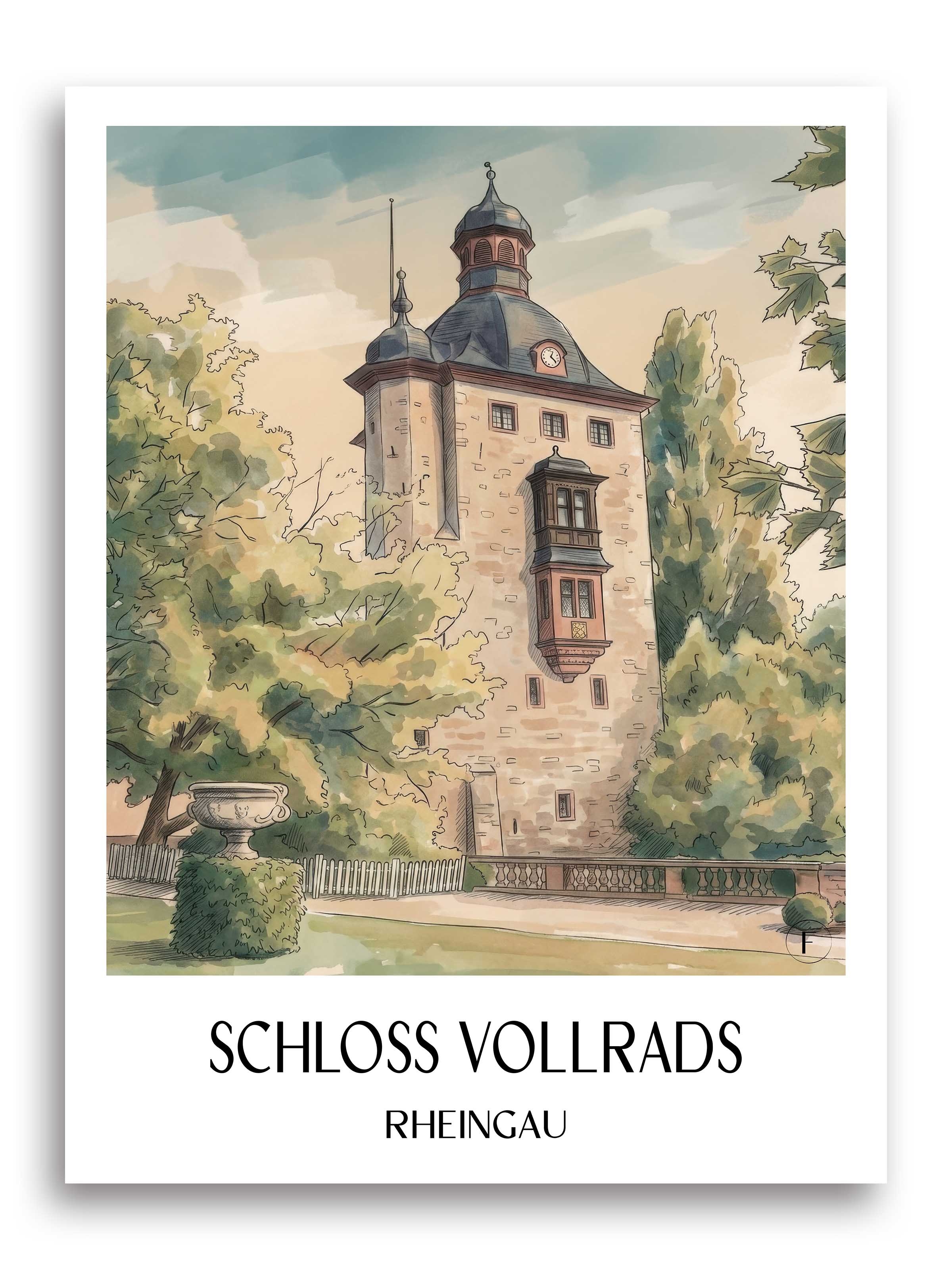 schloss-vollrads-rheingau-deutschland-poster-aquarell