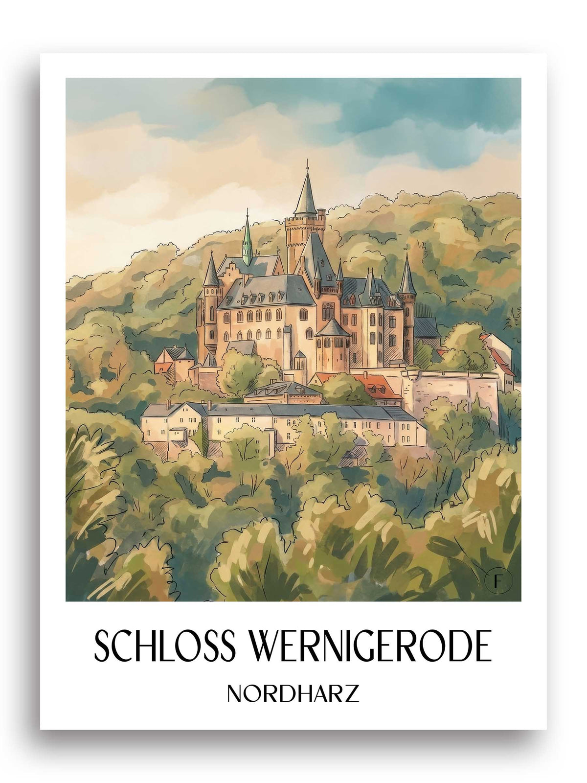 schloss-wernigerode-nordharz-deutschland-poster-aquarell