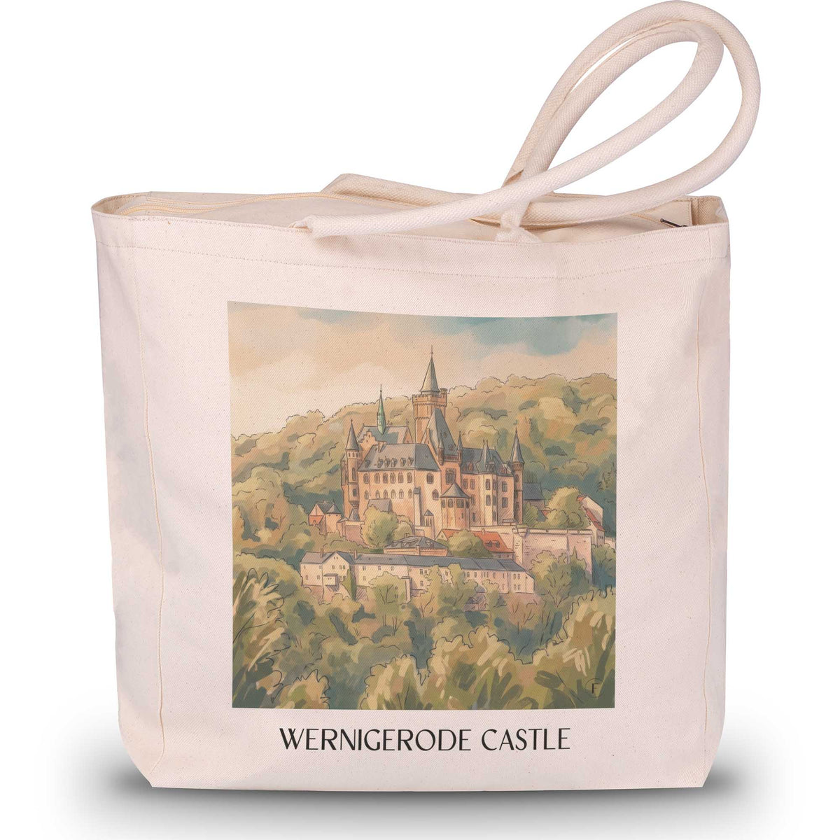 Schloss Wernigerode Shopping Tasche - Nordharz - Deutschland Tote Bag - Einkaufstasche im Aquarell Stil - favplace