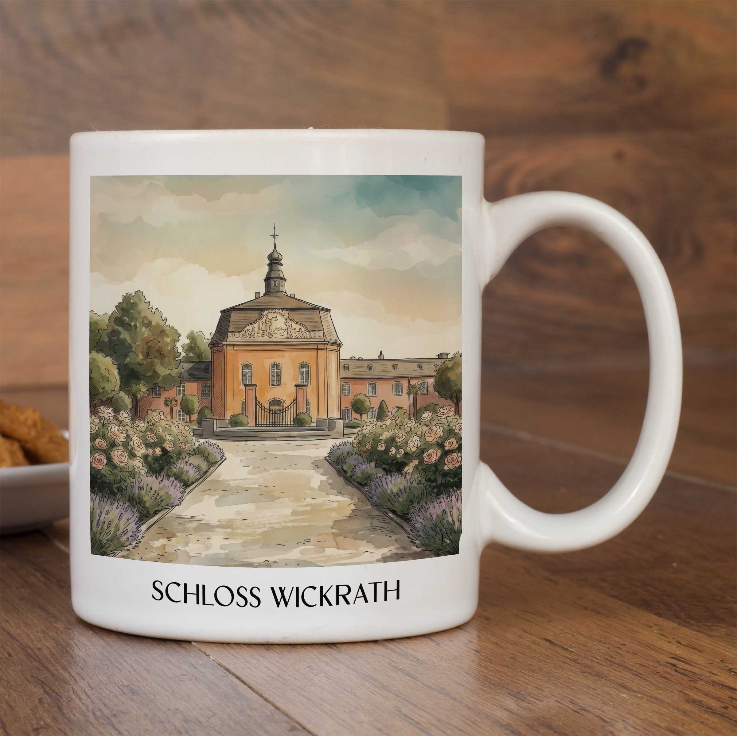 schloss-wickrath-möchengladbach-deutschland-kaffeebecher-aquarell