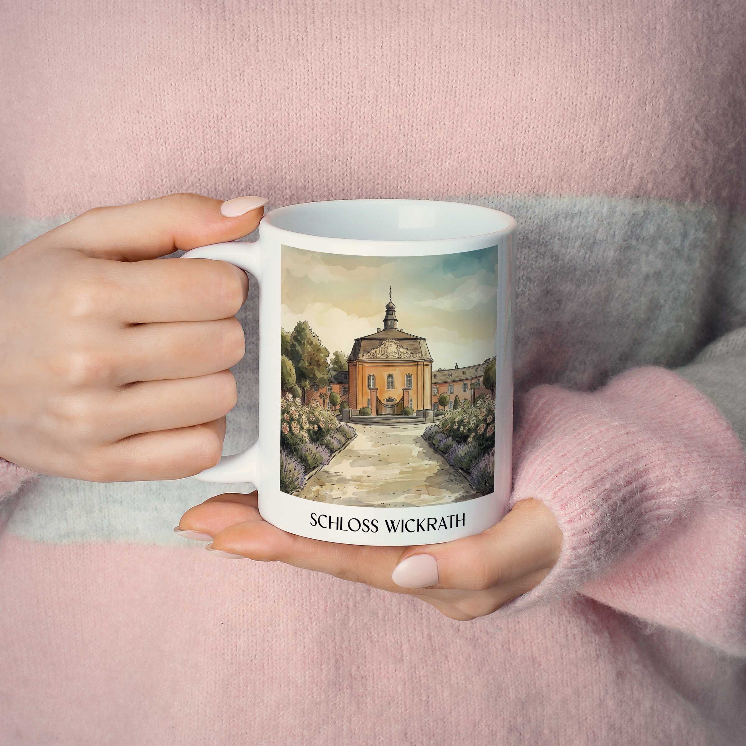 schloss-wickrath-möchengladbach-deutschland-kaffeebecher-aquarell