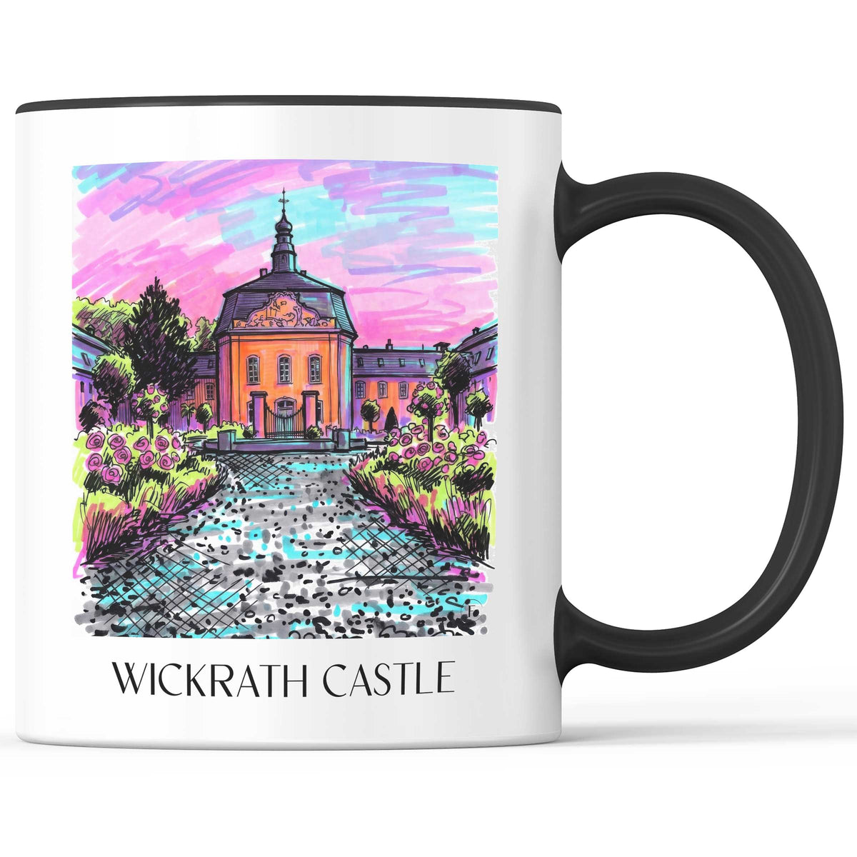 Schloss Wickrath Kaffeebecher - Möchengladbach - Deutschland Becher - Kaffeetasse im Tag Graffiti Stil - favplace