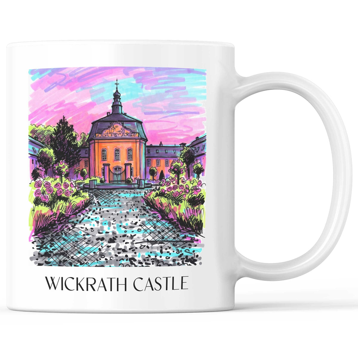 Schloss Wickrath Kaffeebecher - Möchengladbach - Deutschland Becher - Kaffeetasse im Tag Graffiti Stil - favplace
