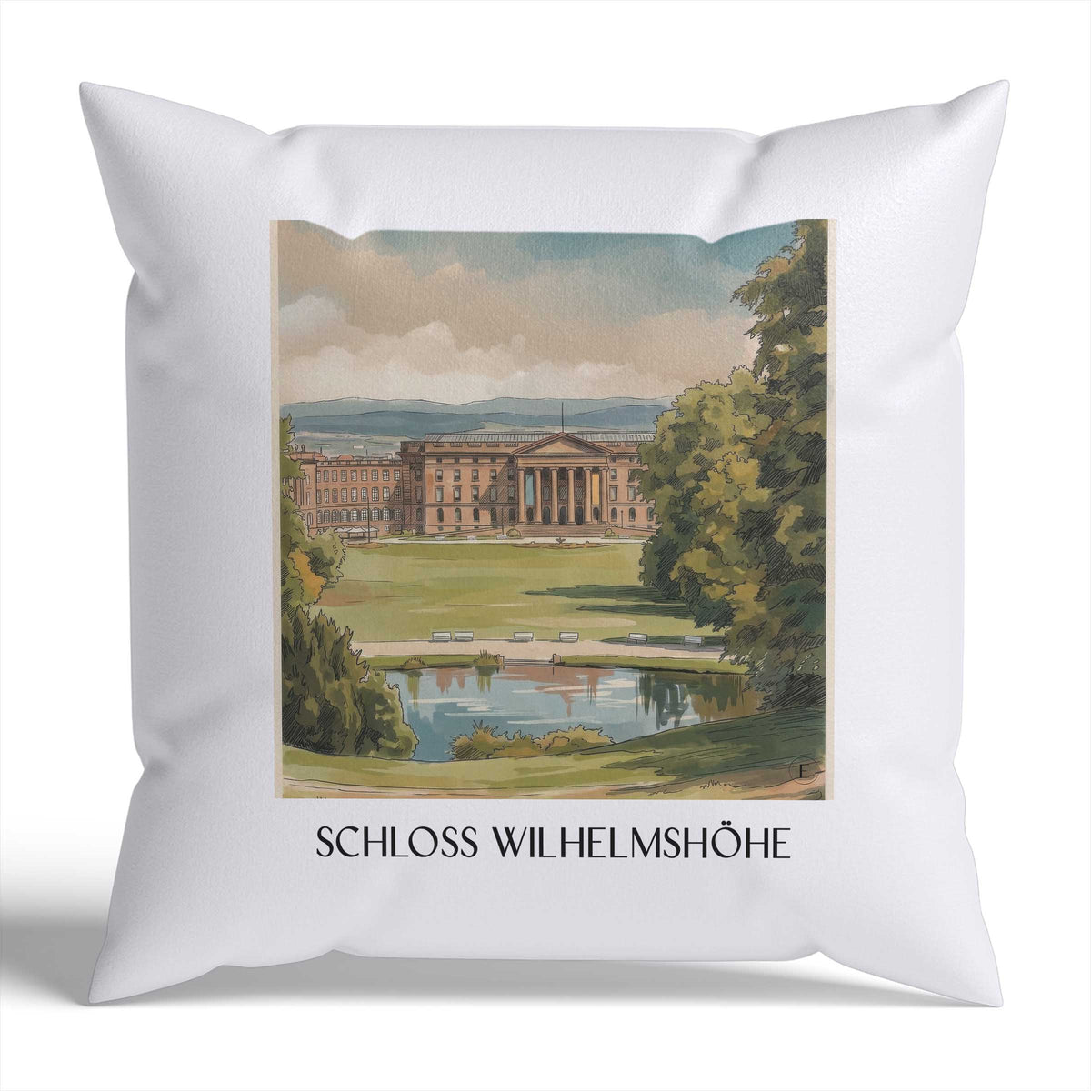 schloss-wilhelmshöhe-kassel-deutschland-kissenbezug-aquarell