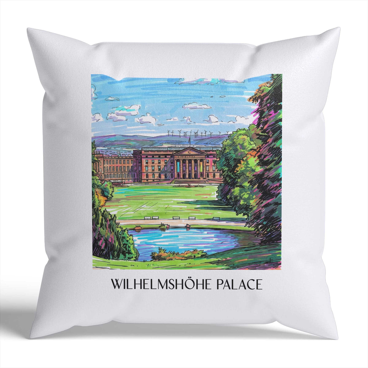 Schloss Wilhelmshöhe Kissenhülle - Zierkissen Bezug - Kassel - Deutschland Kissen bzw. Kissenbezug im Tag Graffiti Stil - favplace