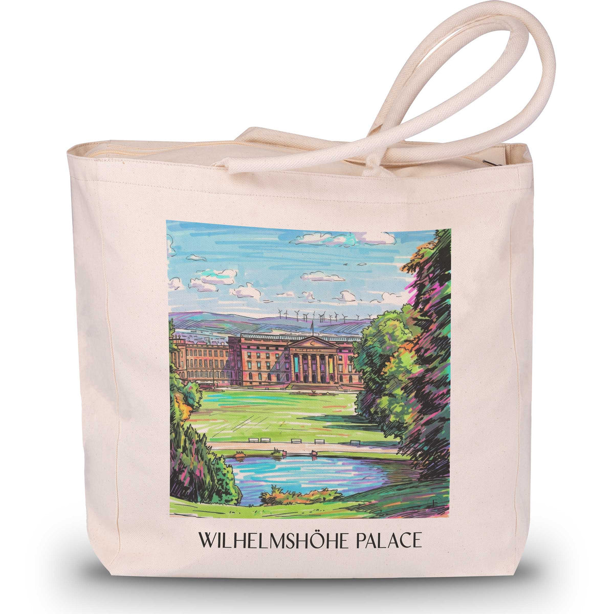Schloss Wilhelmshöhe Shopping Tasche - Kassel - Deutschland Tote Bag - Einkaufstasche im Tag Graffiti Stil - favplace