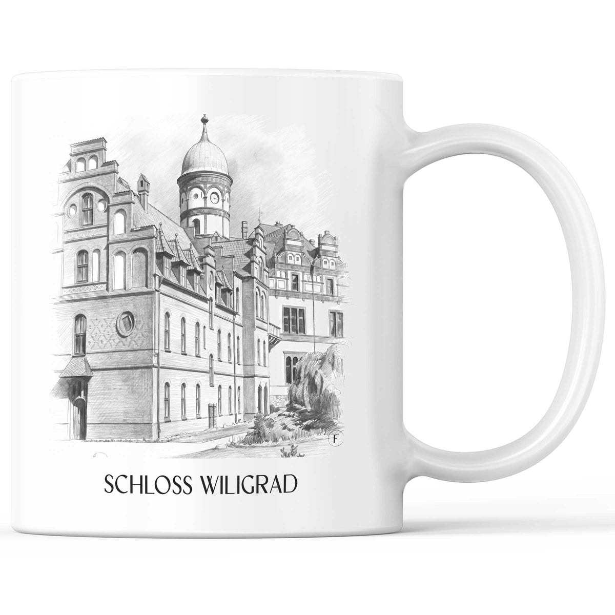 Schloss Wiligrad Kaffeebecher - Schwerin - Deutschland Becher - Kaffeetasse im Zeichnung Stil