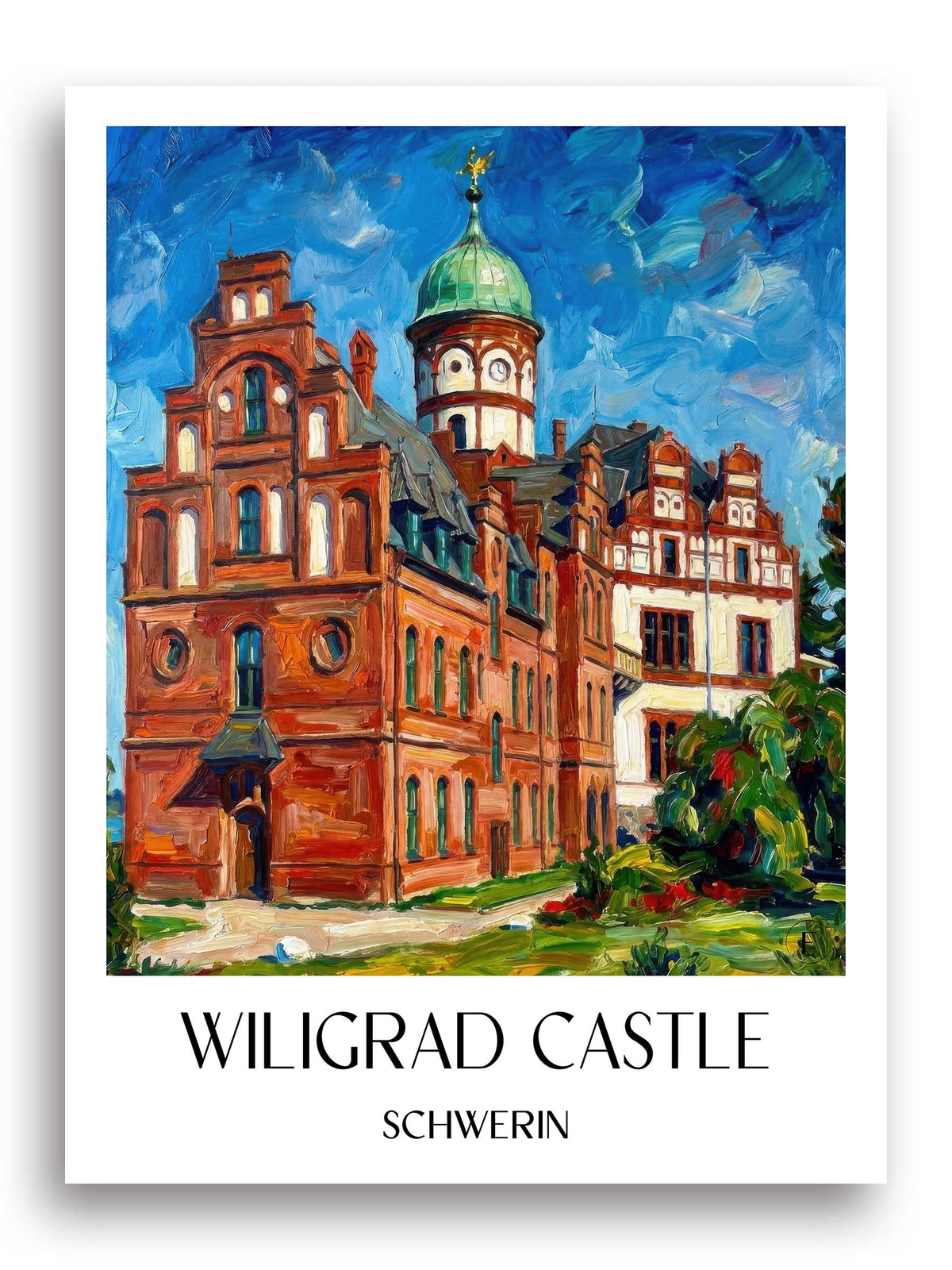 Schloss Wiligrad Poster - Schwerin - Deutschland Kunstdruck - Ölgemälde von A4 bis A1 - favplace