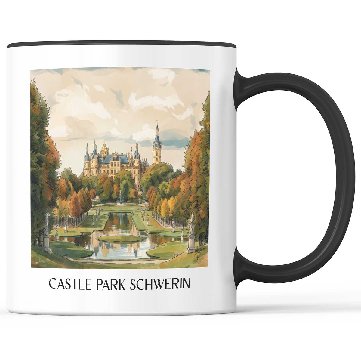 Schlosspark Kaffeebecher - Schwerin - Deutschland Becher - Kaffeetasse im Aquarell Stil - favplace