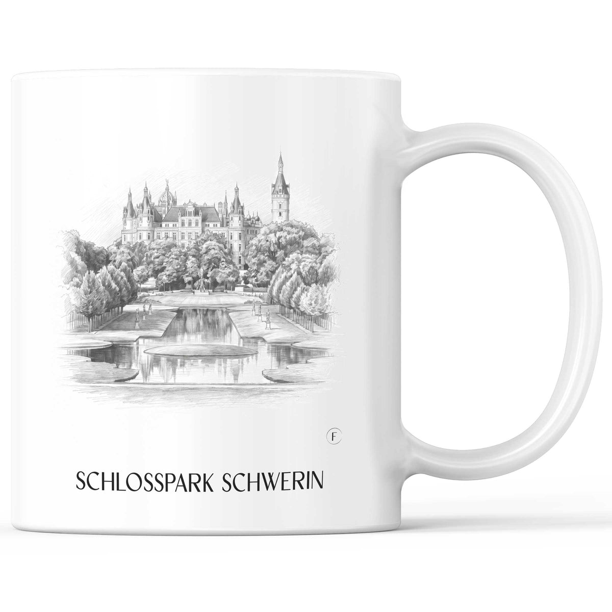 Schlosspark Kaffeebecher - Schwerin - Deutschland Becher - Kaffeetasse im Zeichnung Stil