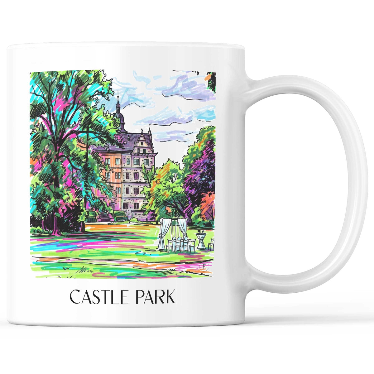 Schlosspark Kaffeebecher - Wolfsburg - Deutschland Becher - Kaffeetasse im Tag Graffiti Stil - favplace