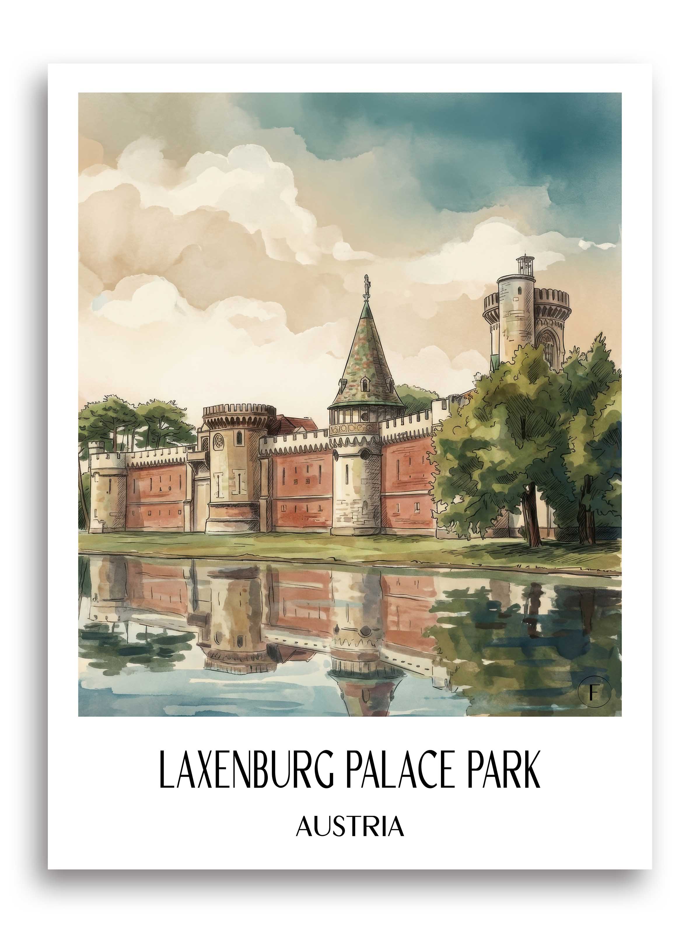 Schlosspark Laxenburg Poster - Österreich - Österreich Kunstdruck - Aquarell von A4 bis A1 - favplace