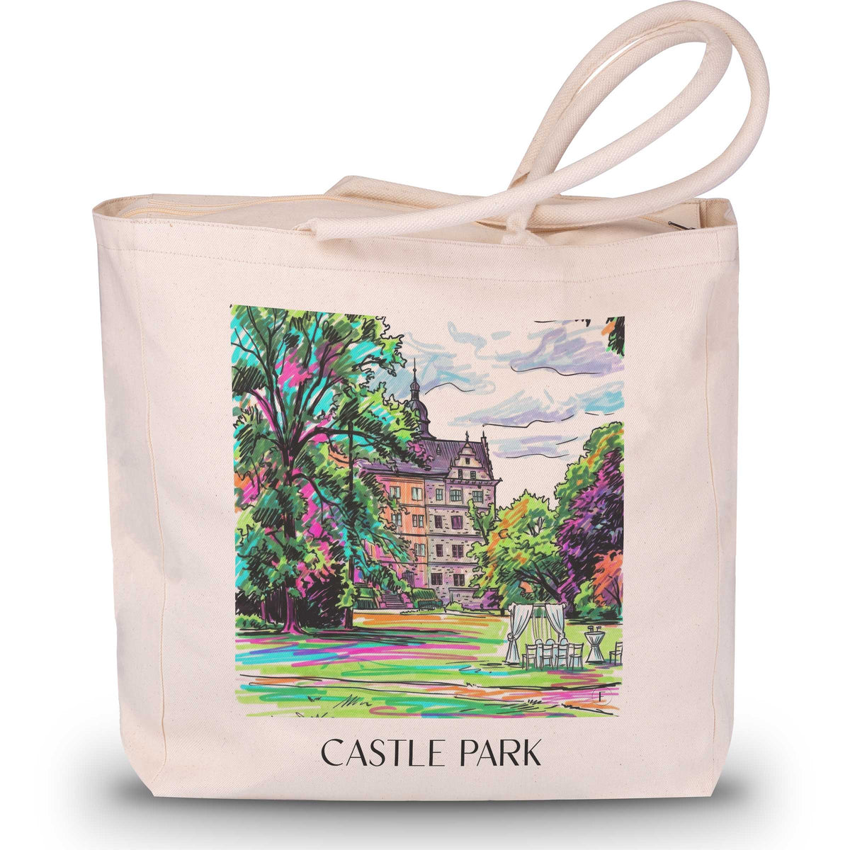 Schlosspark Shopping Tasche - Wolfsburg - Deutschland Tote Bag - Einkaufstasche im Tag Graffiti Stil - favplace