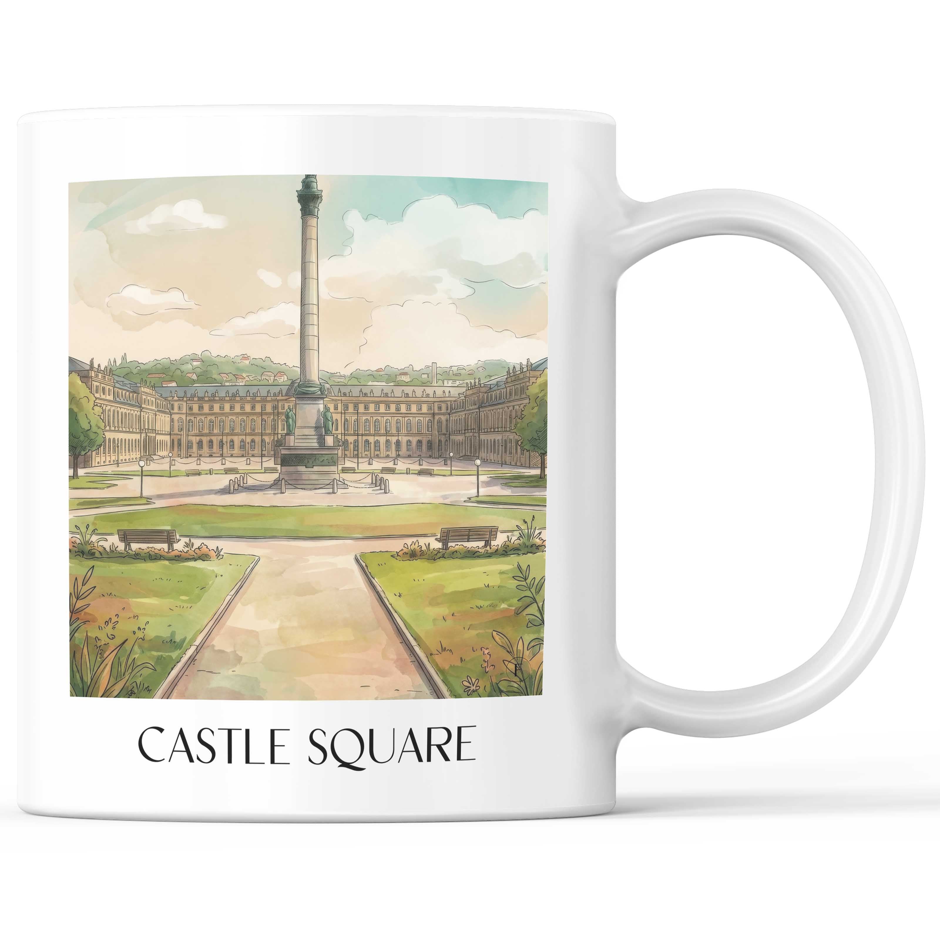 Schlossplatz Kaffeebecher - Stuttgart - Deutschland Becher - Kaffeetasse im Aquarell Stil - favplace