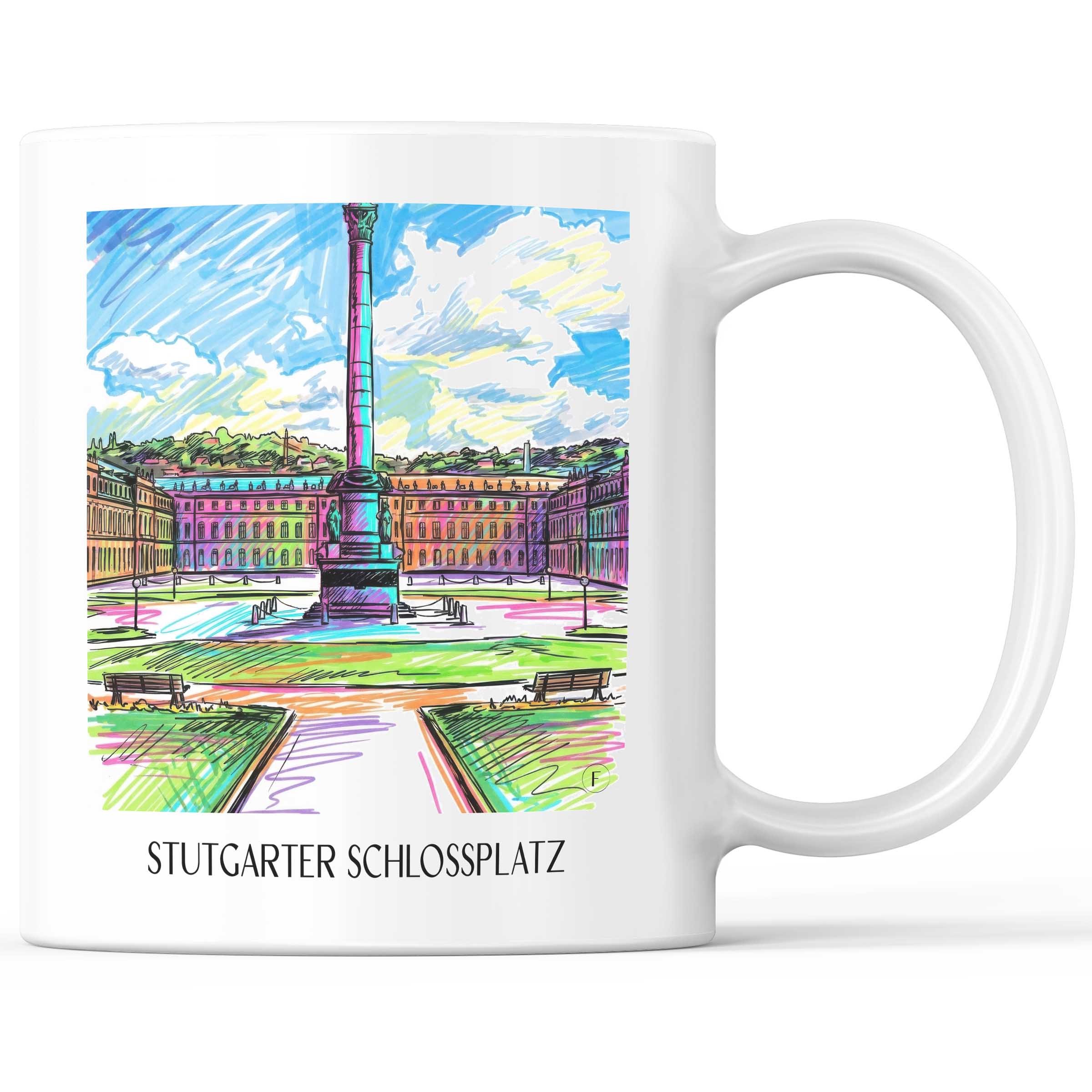Schlossplatz Kaffeebecher - Stuttgart - Deutschland Becher - Kaffeetasse im Tag Graffiti Stil