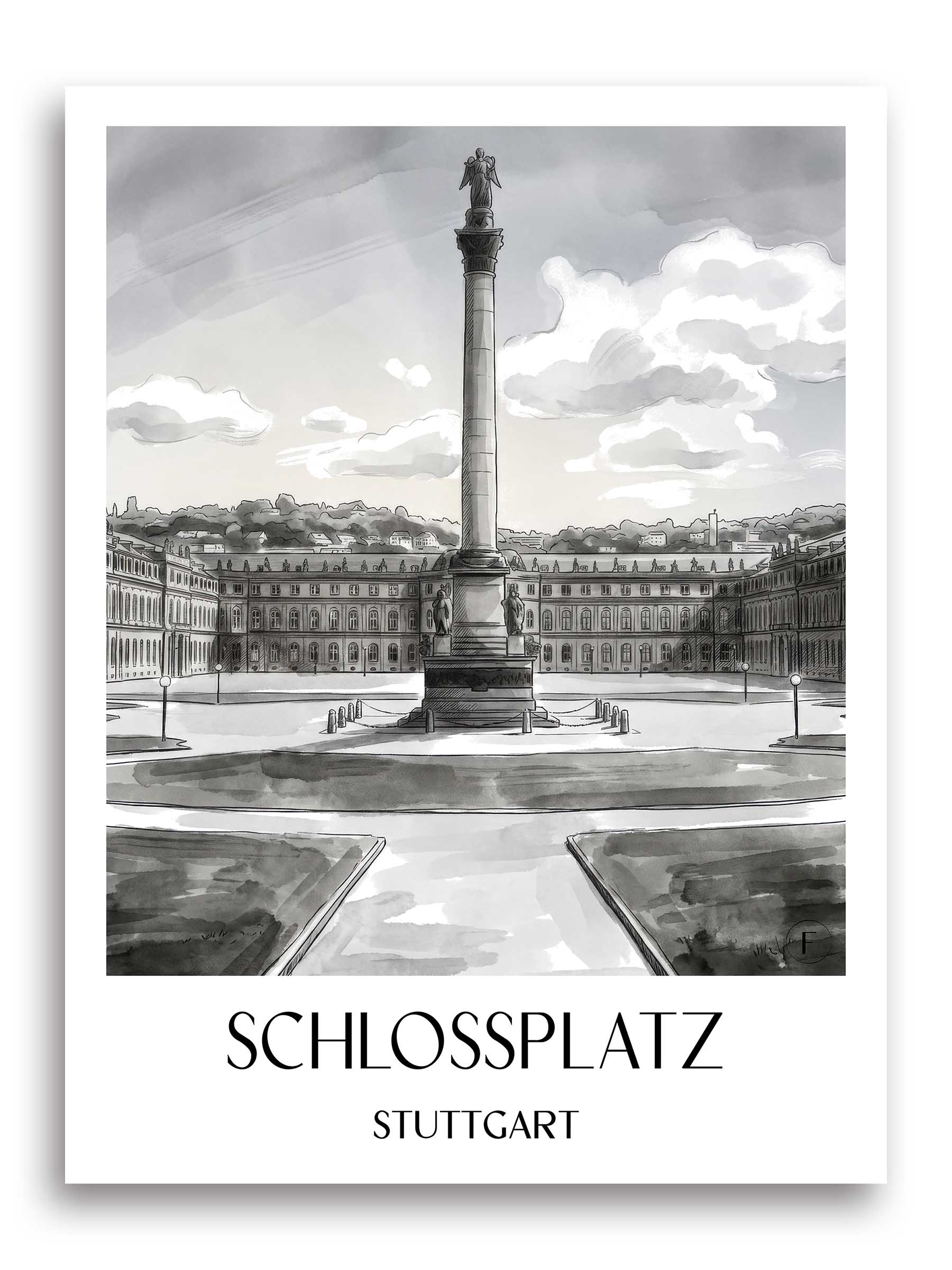 schlossplatz-stuttgart-deutschland-poster-aquarell-schwarz-weiss