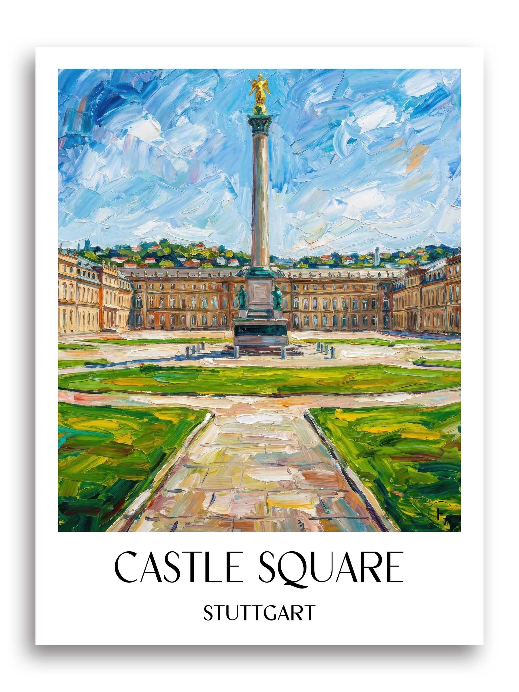 Schlossplatz Poster - Stuttgart - Deutschland Kunstdruck - Ölgemälde von A4 bis A1 - favplace