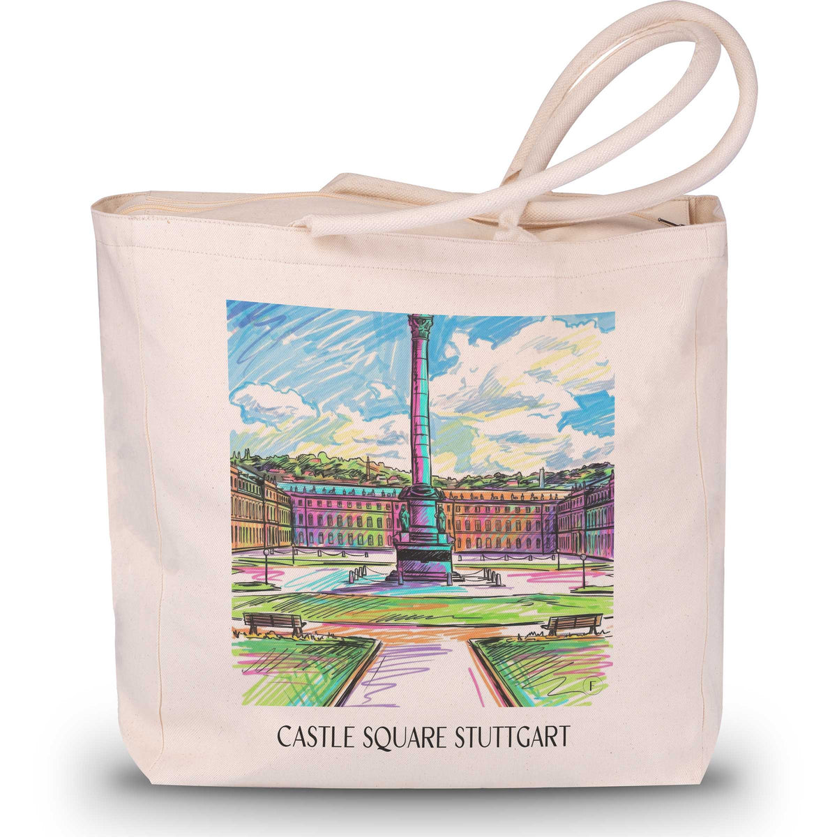 Schlossplatz Shopping Tasche - Stuttgart - Deutschland Tote Bag - Einkaufstasche im Tag Graffiti Stil - favplace