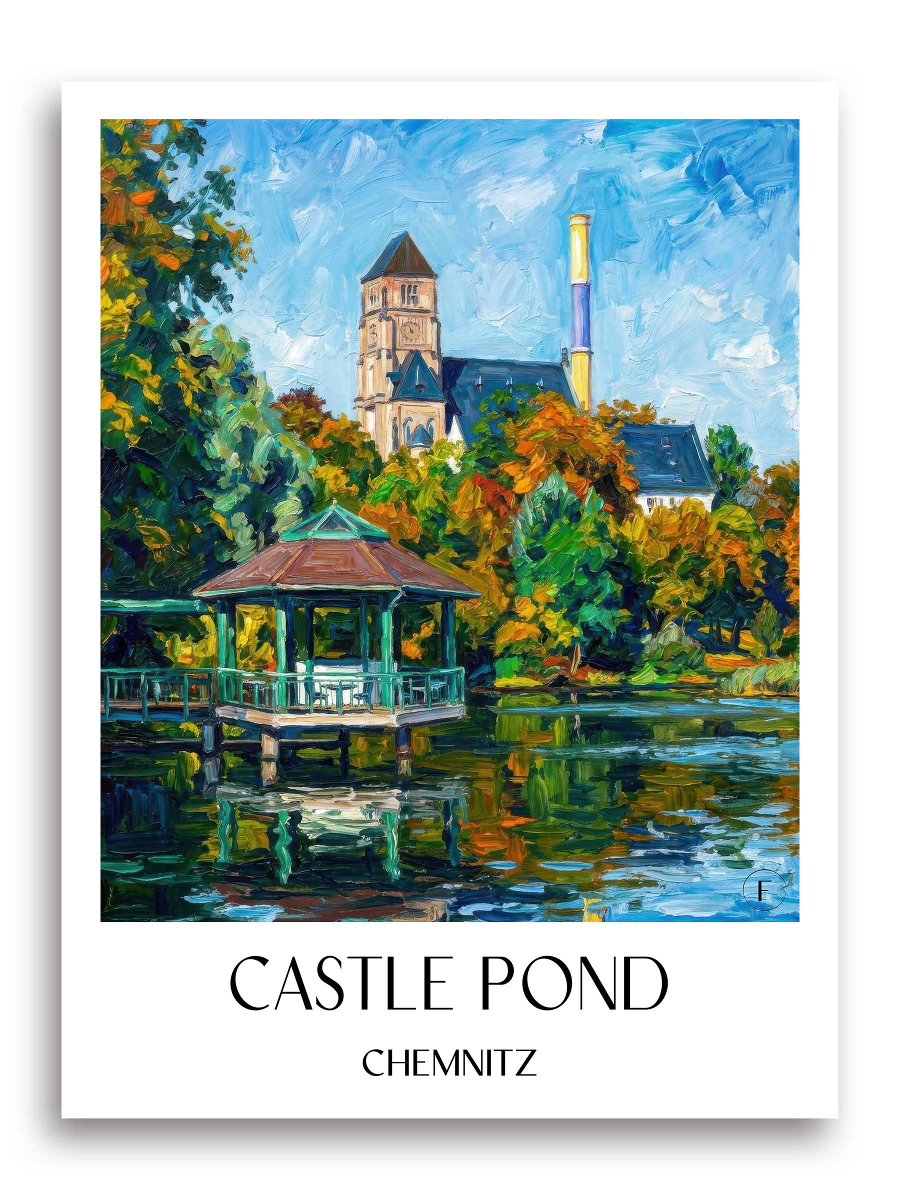 Schlossteich Poster - Chemnitz - Deutschland Kunstdruck - Ölgemälde von A4 bis A1 - favplace